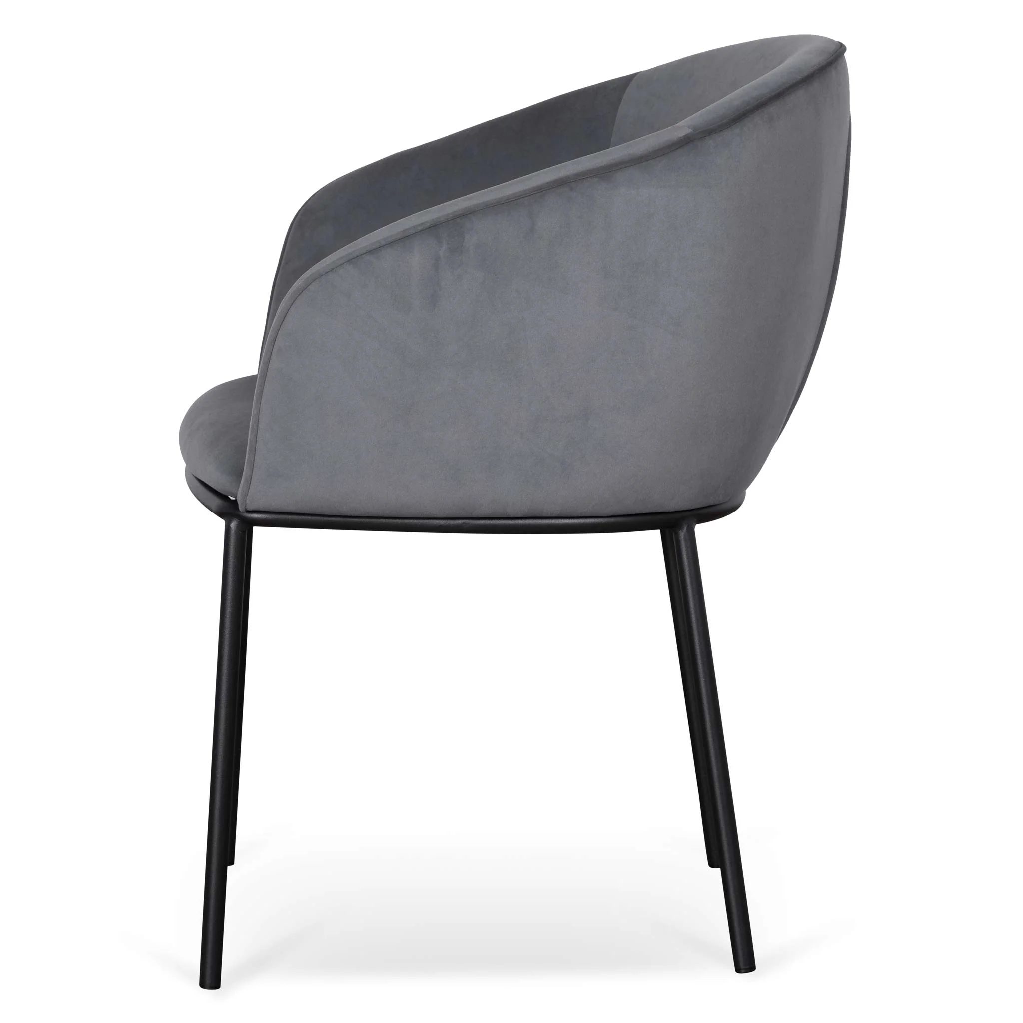 Ex Display - Rowena Dining Chair - Grey Velvet in Black Legs - Image 15