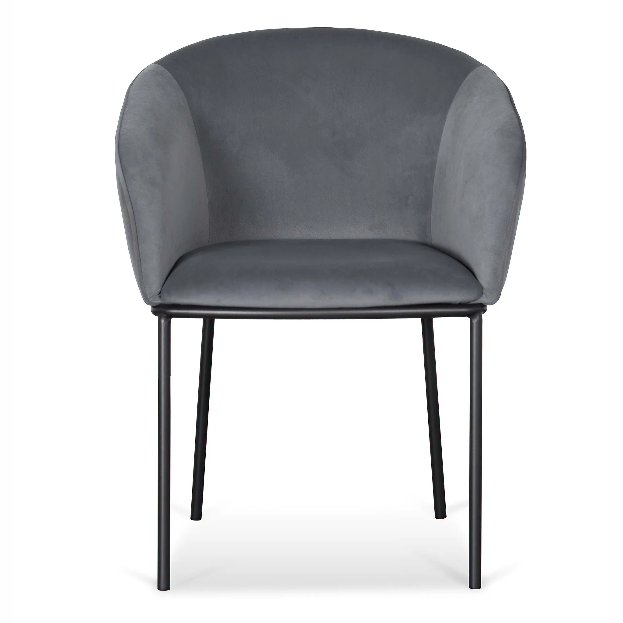 Ex Display - Rowena Dining Chair - Grey Velvet in Black Legs - Image 2