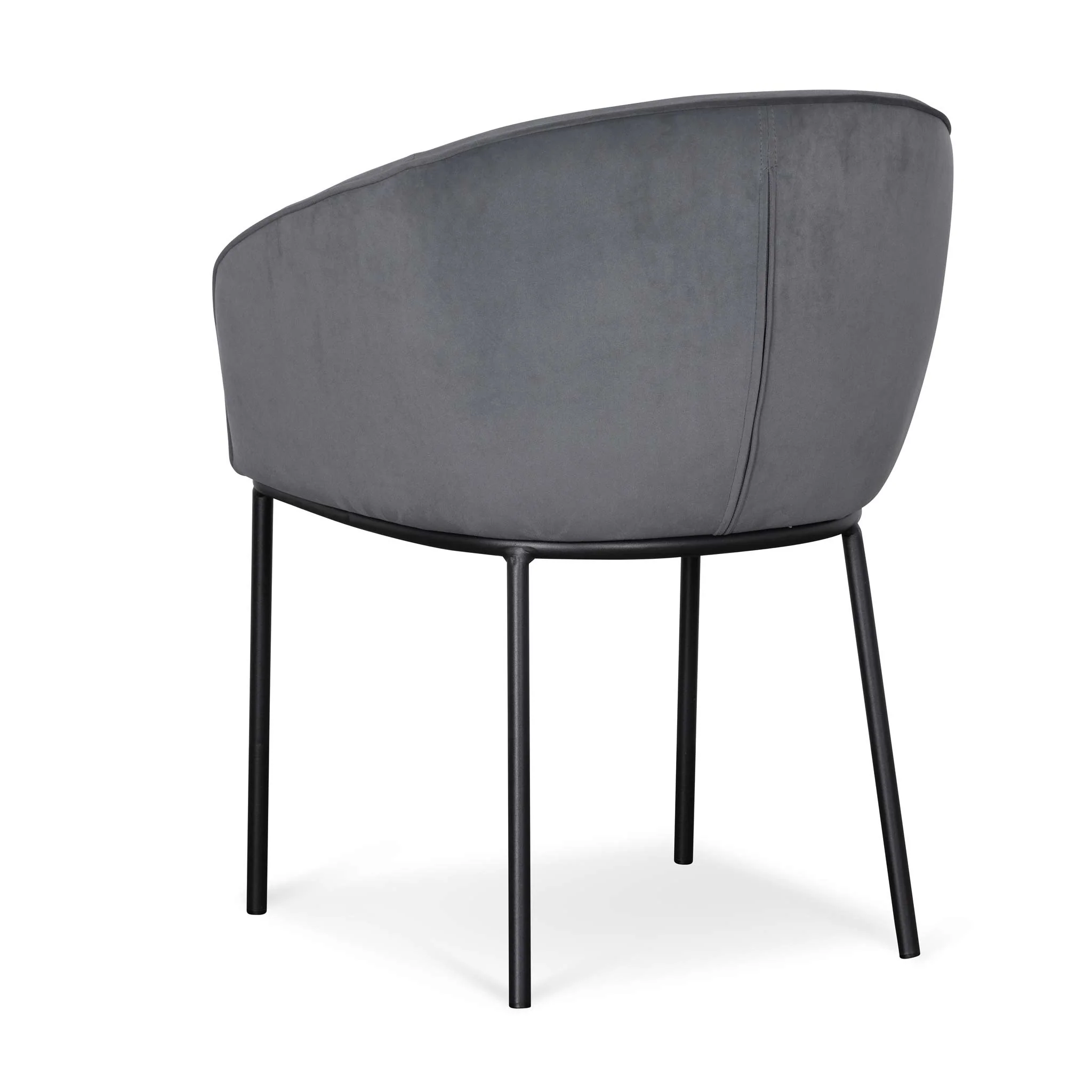 Ex Display - Rowena Dining Chair - Grey Velvet in Black Legs - Image 3