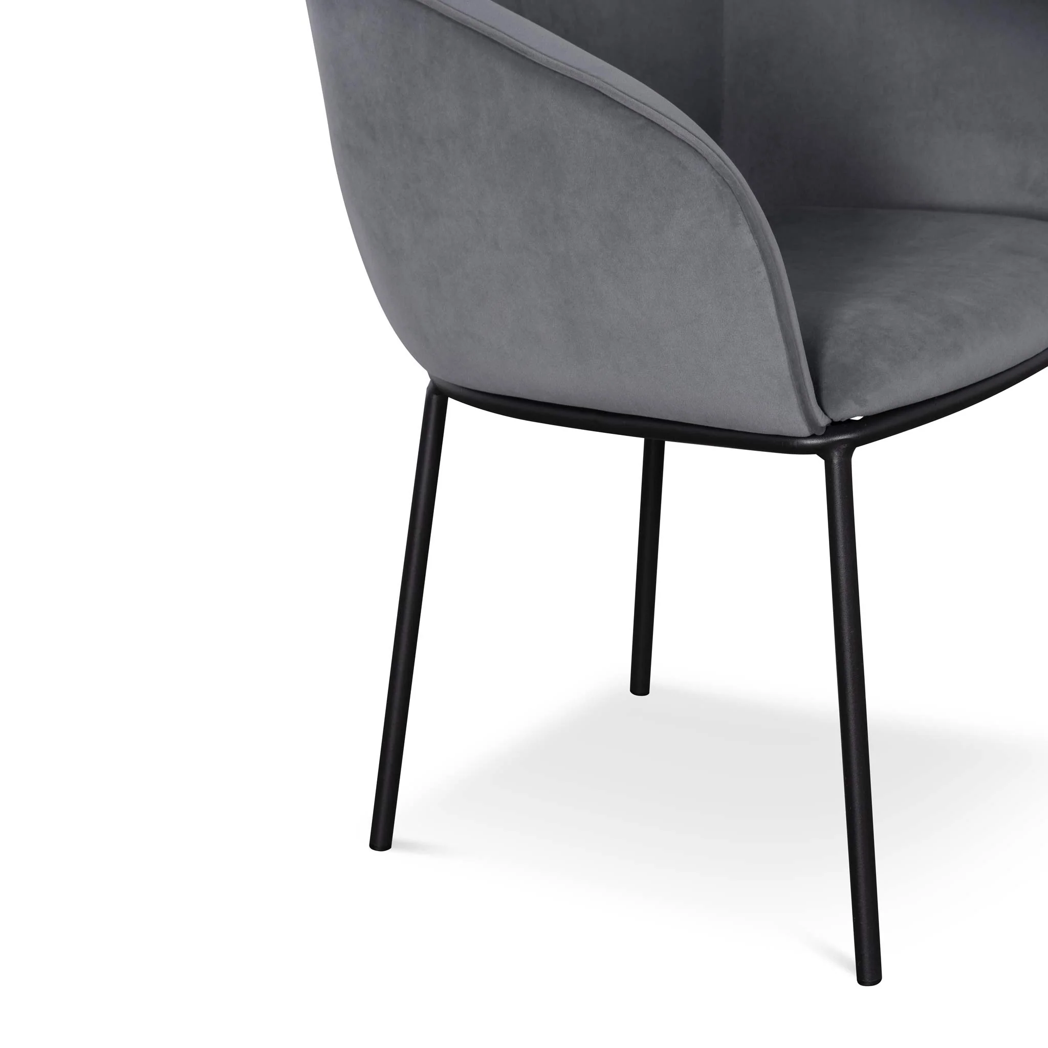 Ex Display - Rowena Dining Chair - Grey Velvet in Black Legs - Image 6