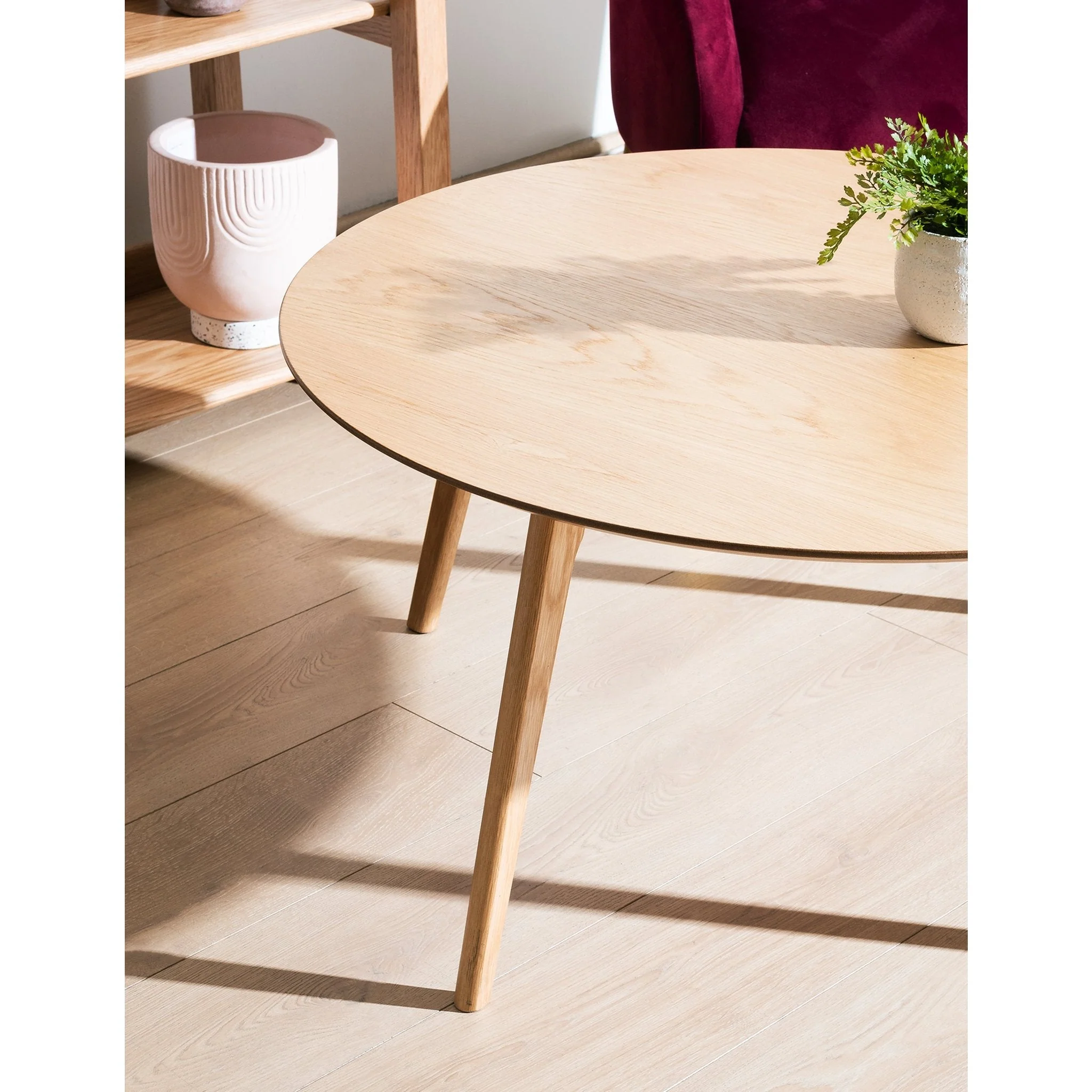 Ex Display - Sanders 90cm Round Wooden Coffee Table - Natural - Image 2