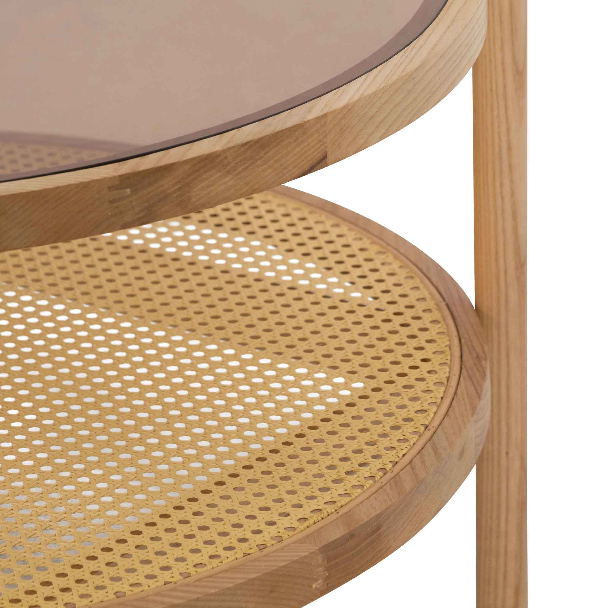 Ex Display - Simra 86cm Glass Top Coffee Table - Natural - Image 3