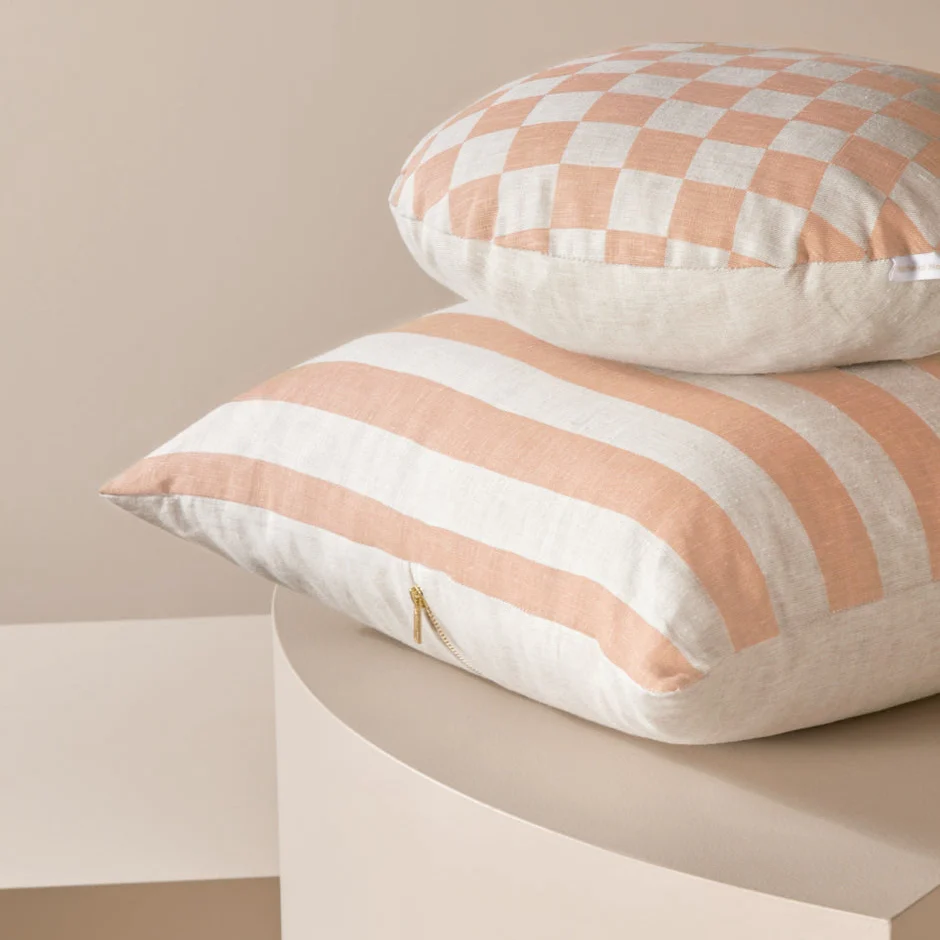 Ex Display - Stripe 50cm Square Cushion - Rose with Feather Insert - Image 2