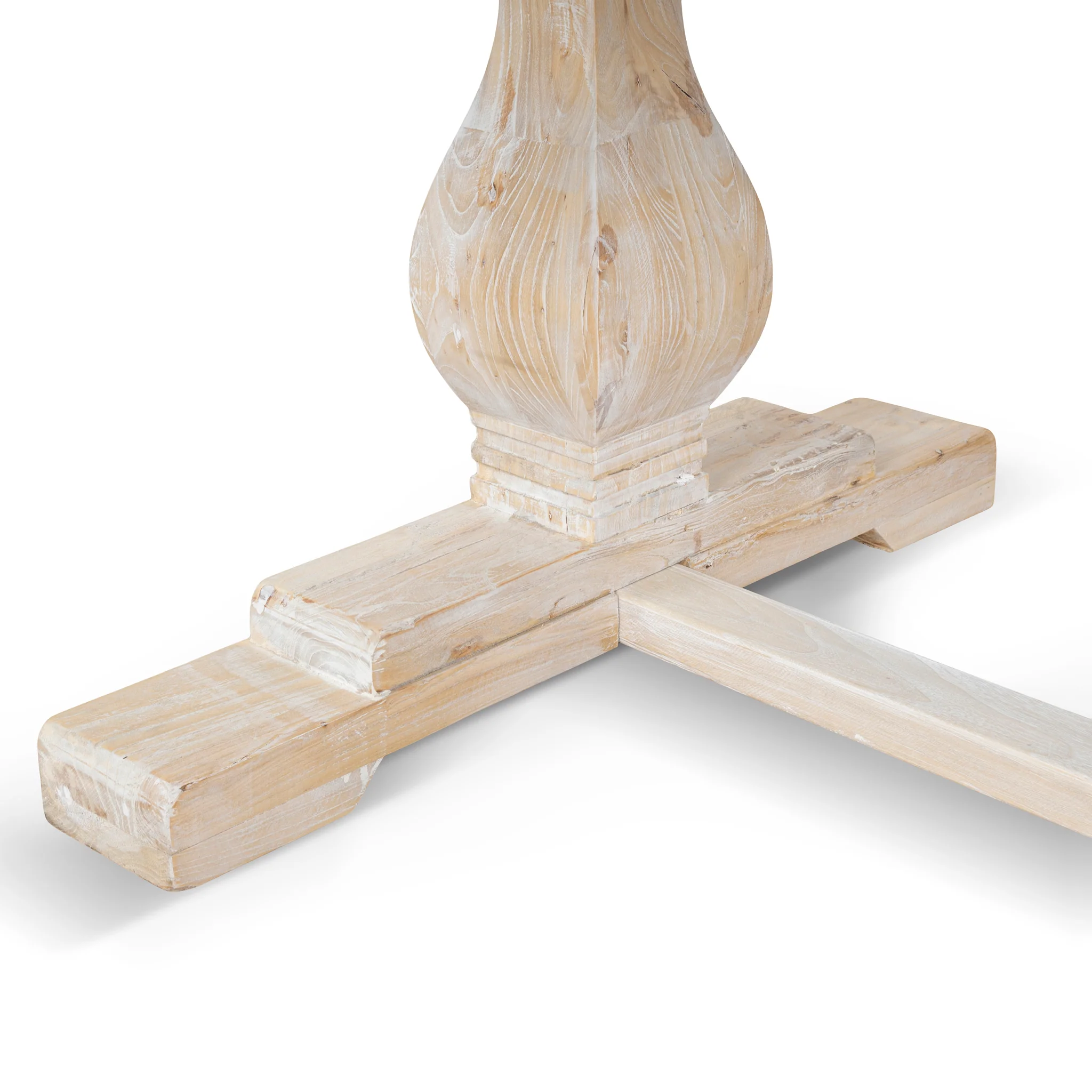 Ex Display - Titan Reclaimed 1.98m ELM Wood Dining Table - Rustic White Washed - Image 13