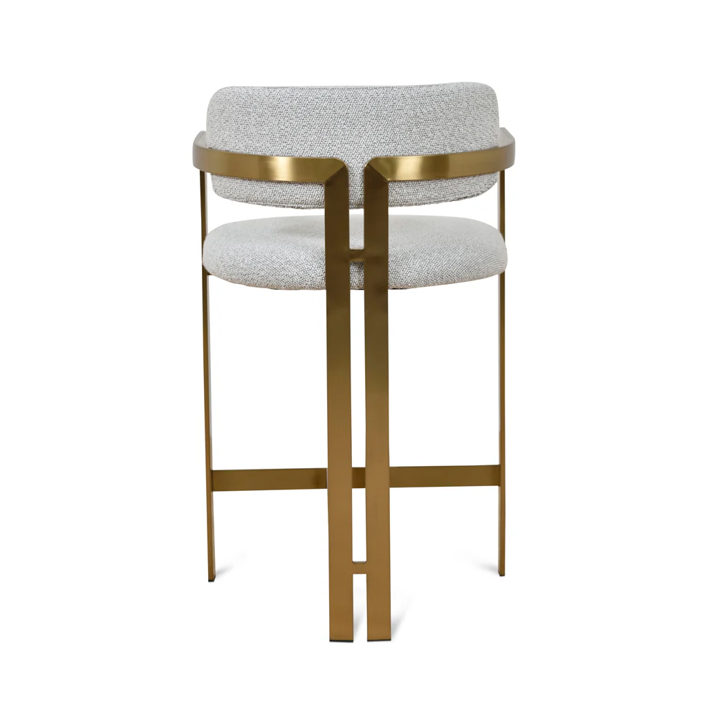 Ex Display - Tonu 65cm Brushed Gold Bar Stool - Light Grey Boucle - Image 5