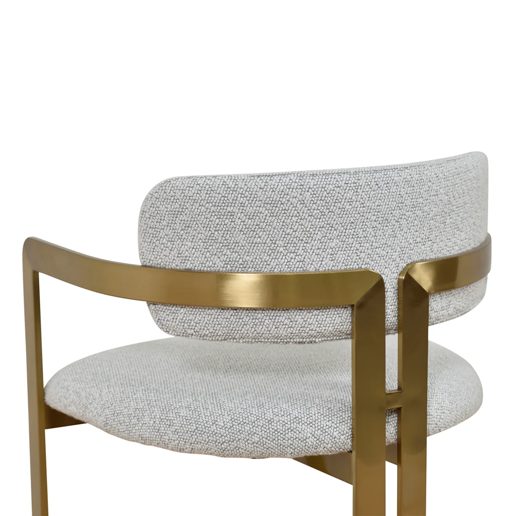 Ex Display - Tonu 65cm Brushed Gold Bar Stool - Light Grey Boucle - Image 9