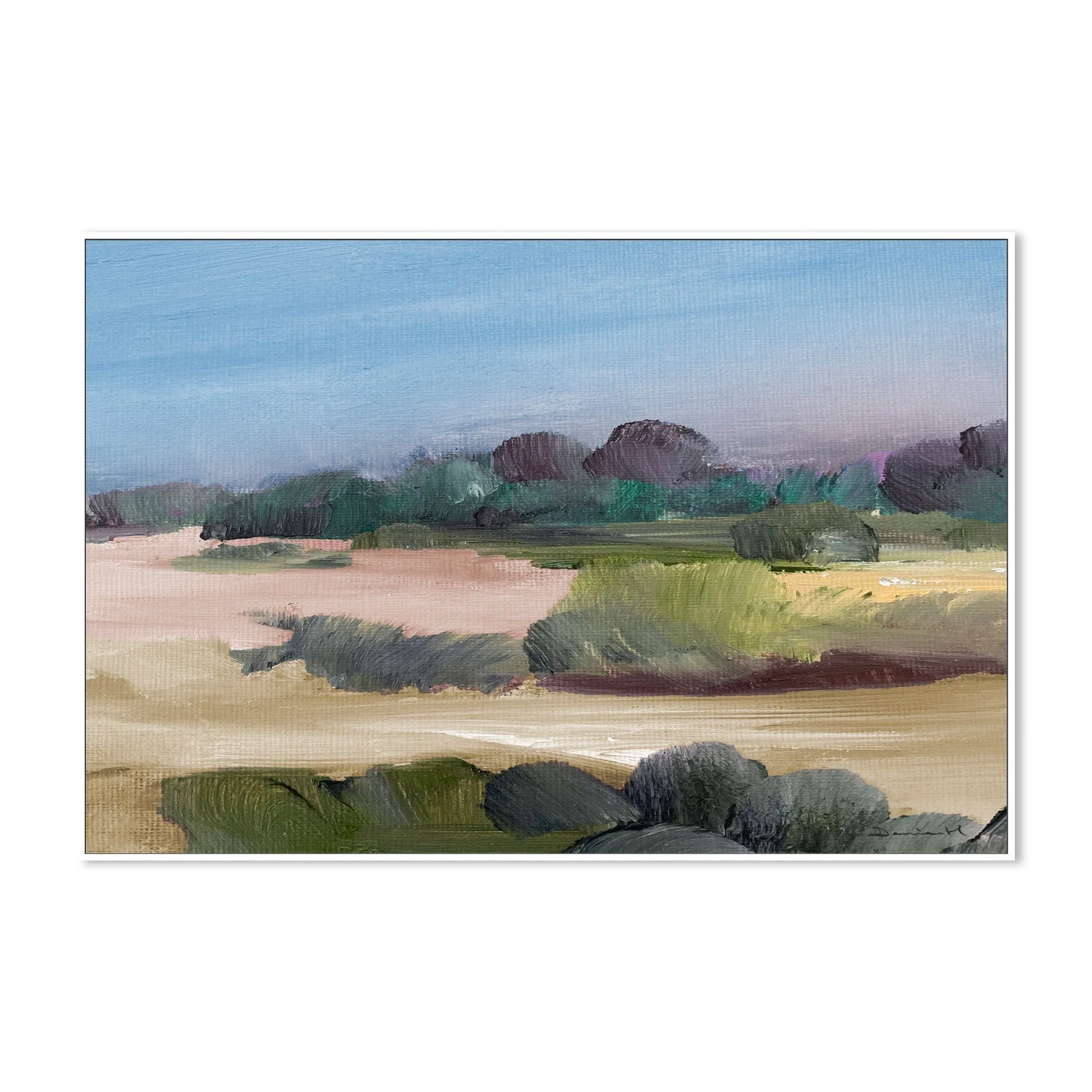 Ex Display - West Farm, By Dan Hobday 90cm x 60cm Framed Canvas - White Frame - Image 2