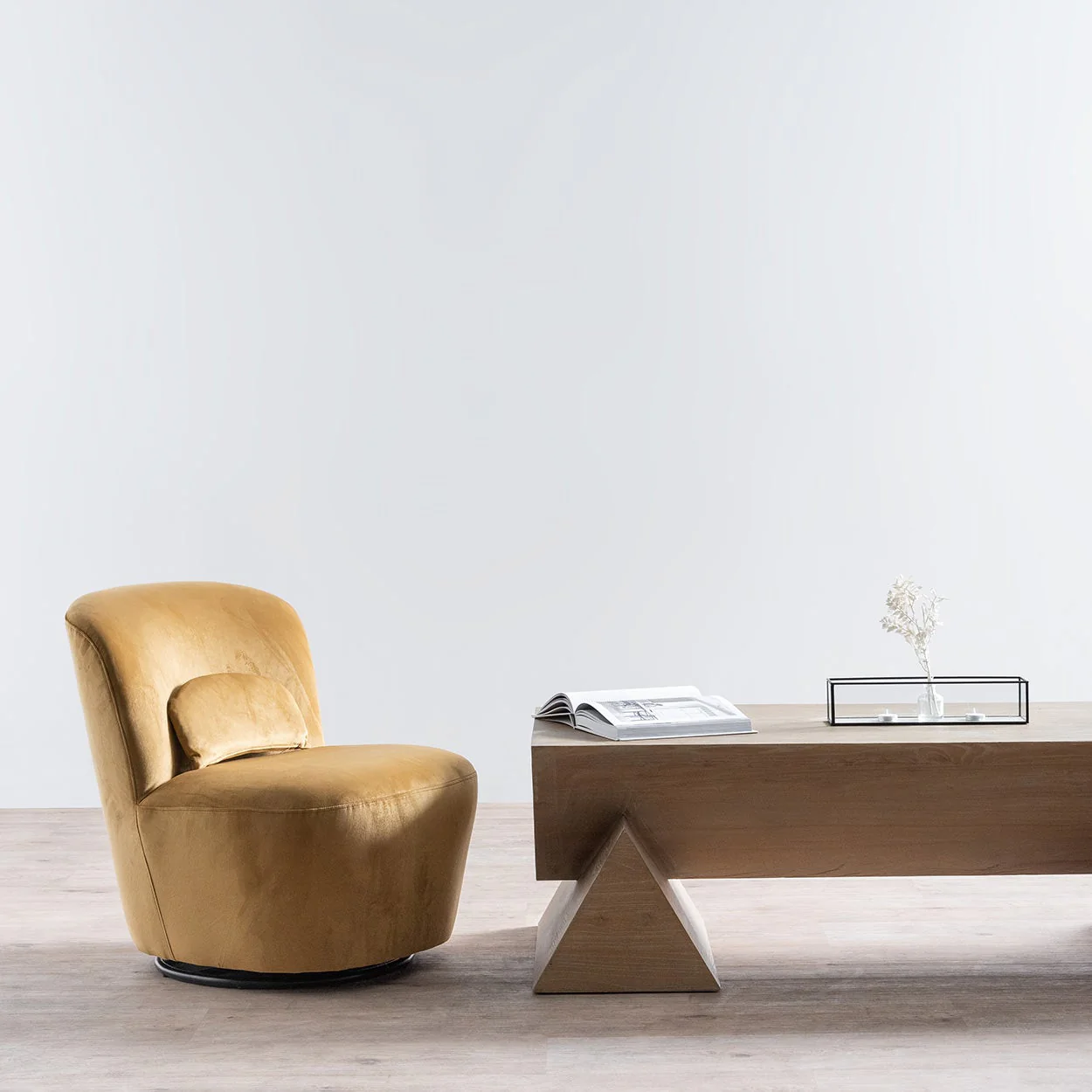 Ex Display - Zamora Swivel Lounge Chair - Mustard - Image 2