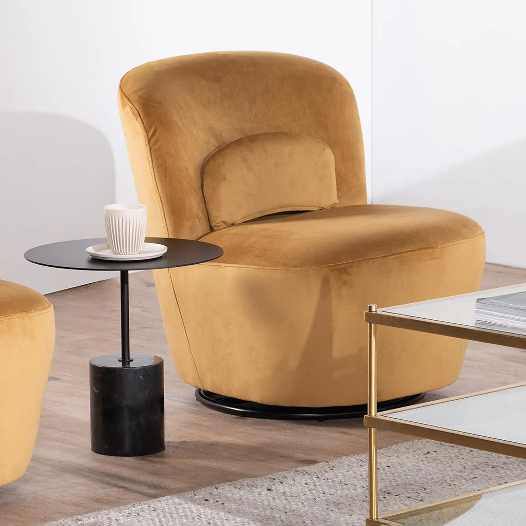 Ex Display - Zamora Swivel Lounge Chair - Mustard - Image 4