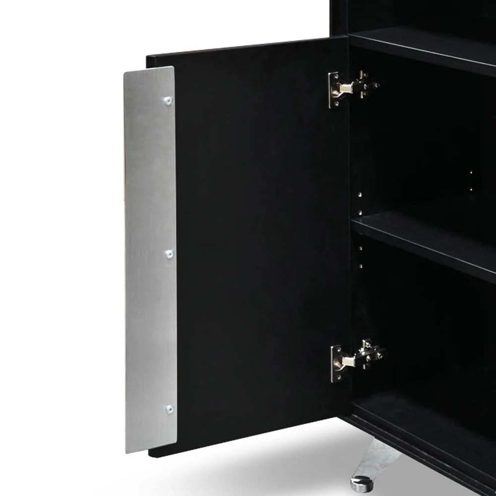 Excel 2 Door Wooden Cabinet with Bookshelf - Black - Image 8