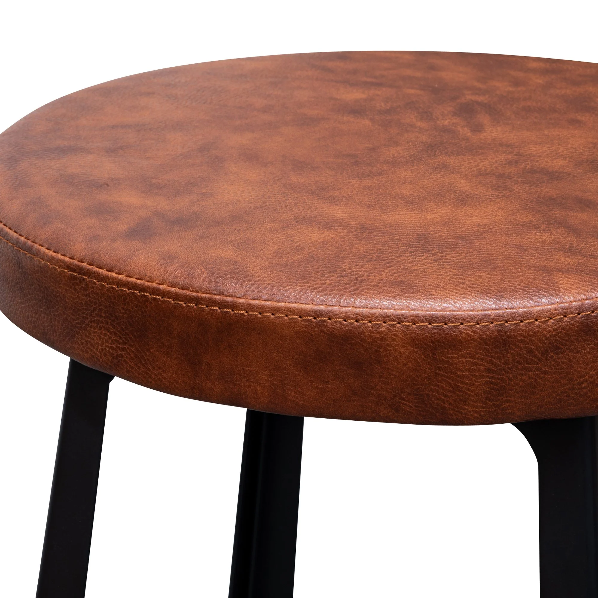 Fina 65cm Bar Stool in Rustic Brown - Black Legs - Image 7