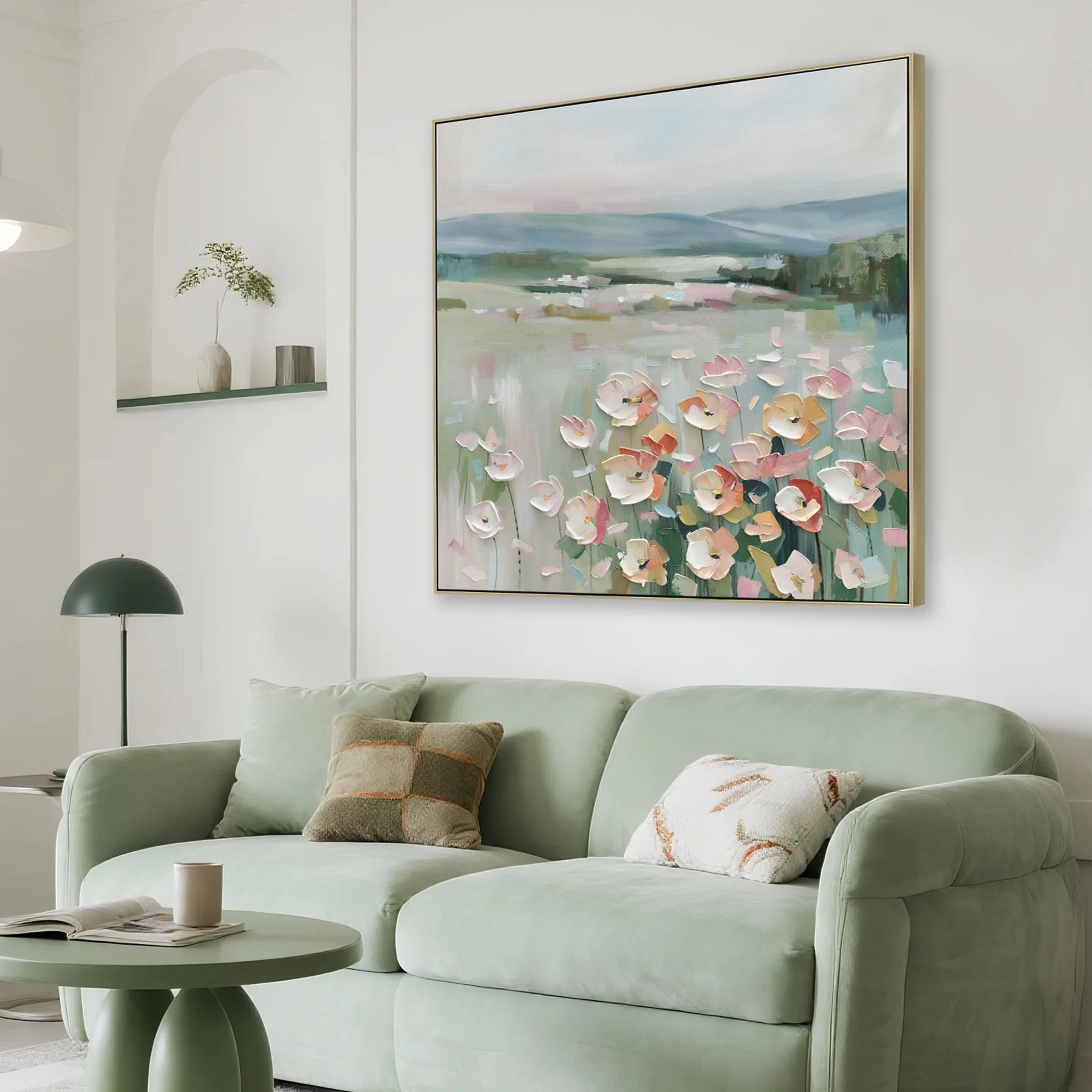 Fleurval Dawn 100 x 100cm Framed Canvas - Natural - Image 3