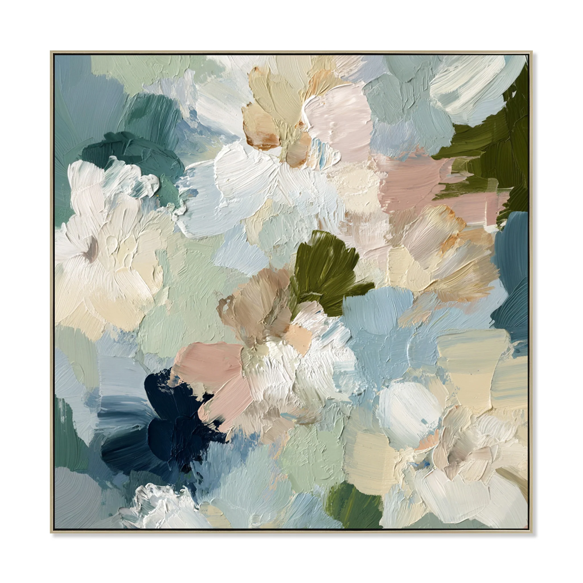 Florence Mist 100 x 100cm Framed Canvas - Natural