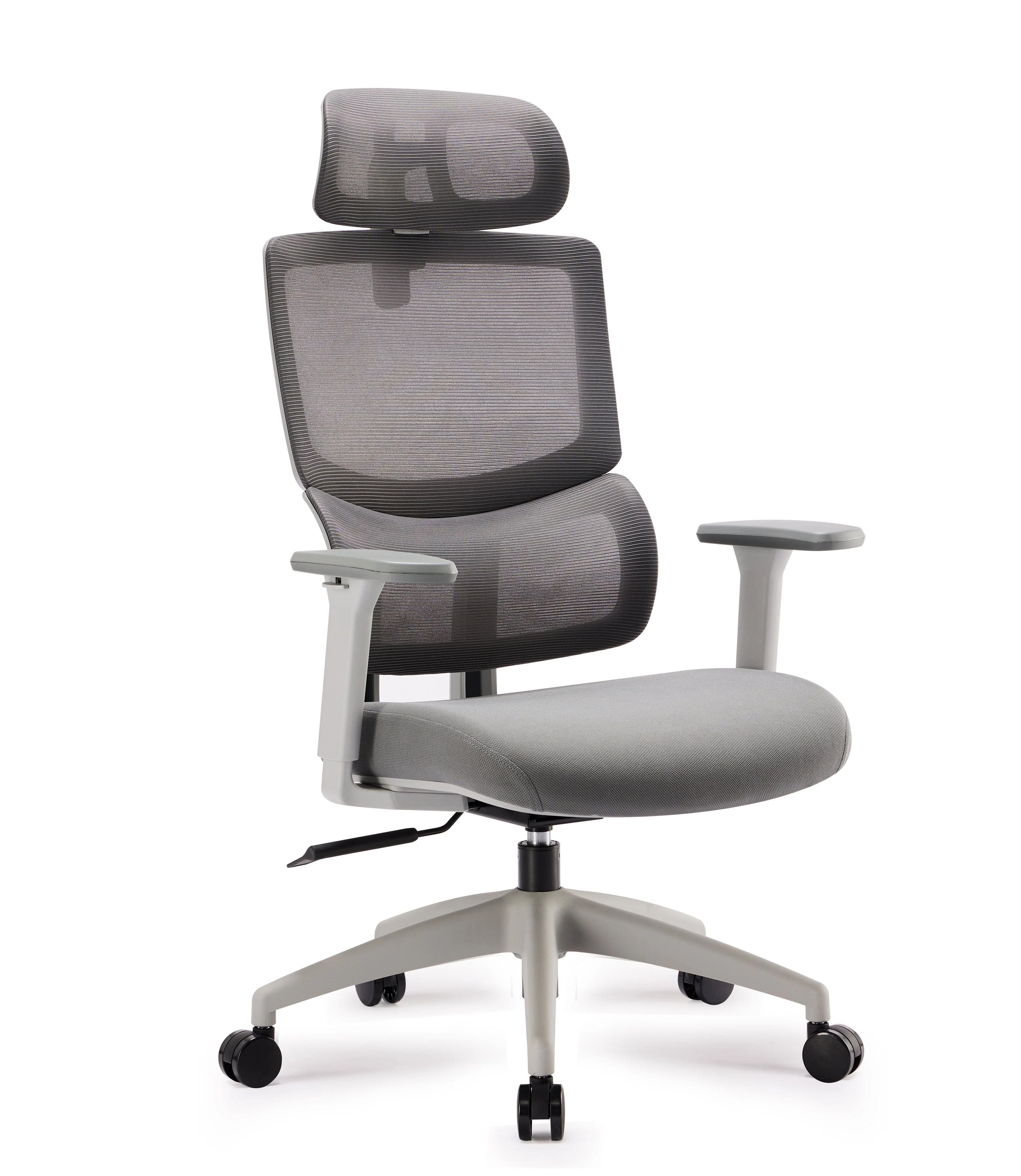 Furrow Mesh Ergonomic Office Chair with Headrest - Grey - Image 5