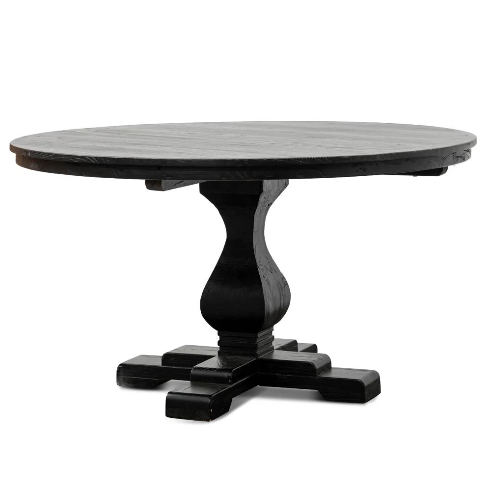 Gene Reclaimed Wood 1.4m Round Dining Table - Rustic Black - Image 2