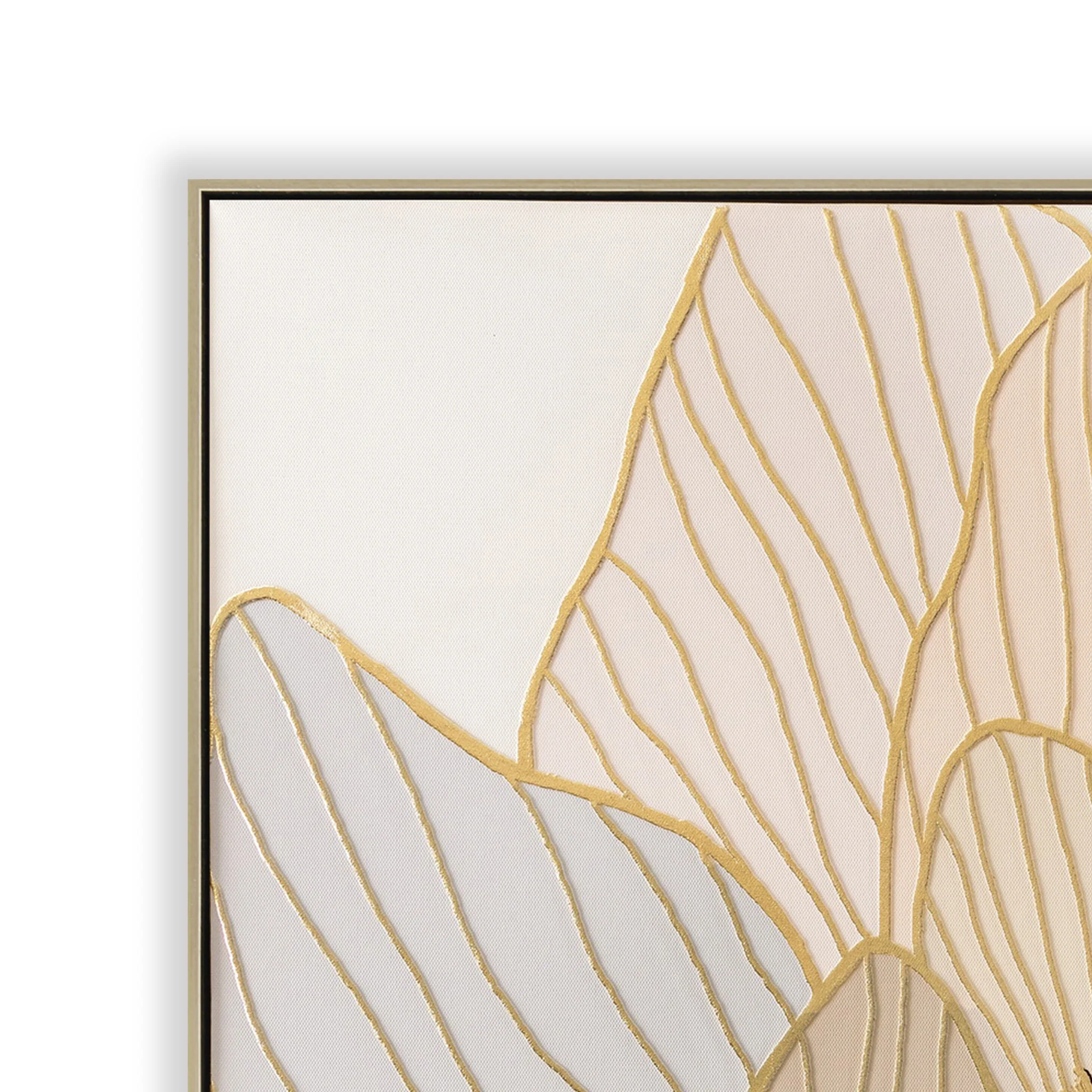 Golden Petal Reverie Style A 80 x 80cm Framed Canvas - Natural - Image 2