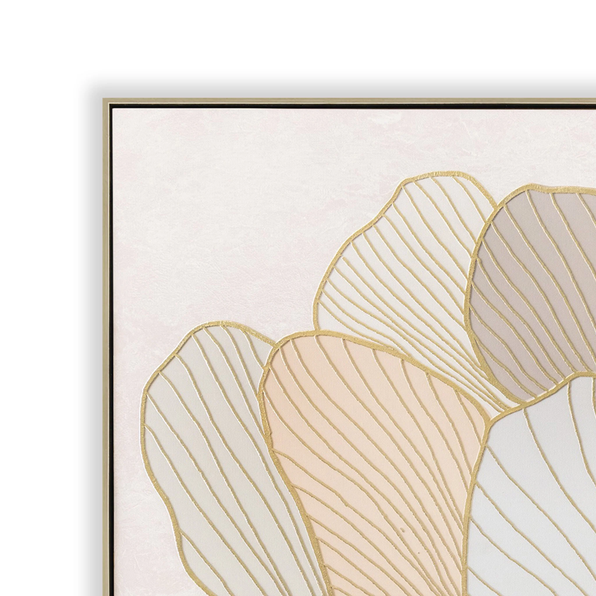Golden Petal Reverie Style B 80 x 80cm Framed Canvas - Natural - Image 2