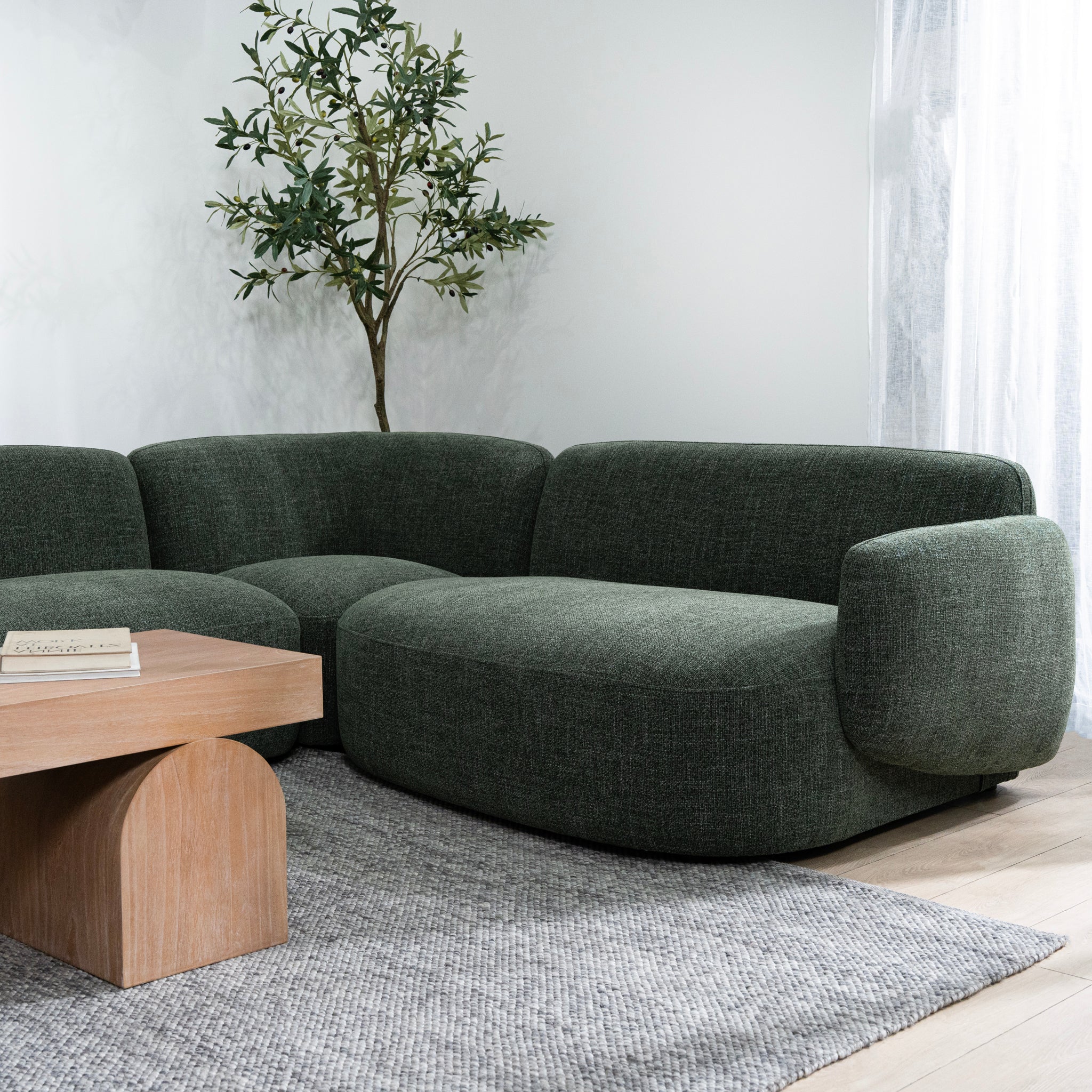 Gosling Right Chaise Modular Sofa - Moss Green - Image 3