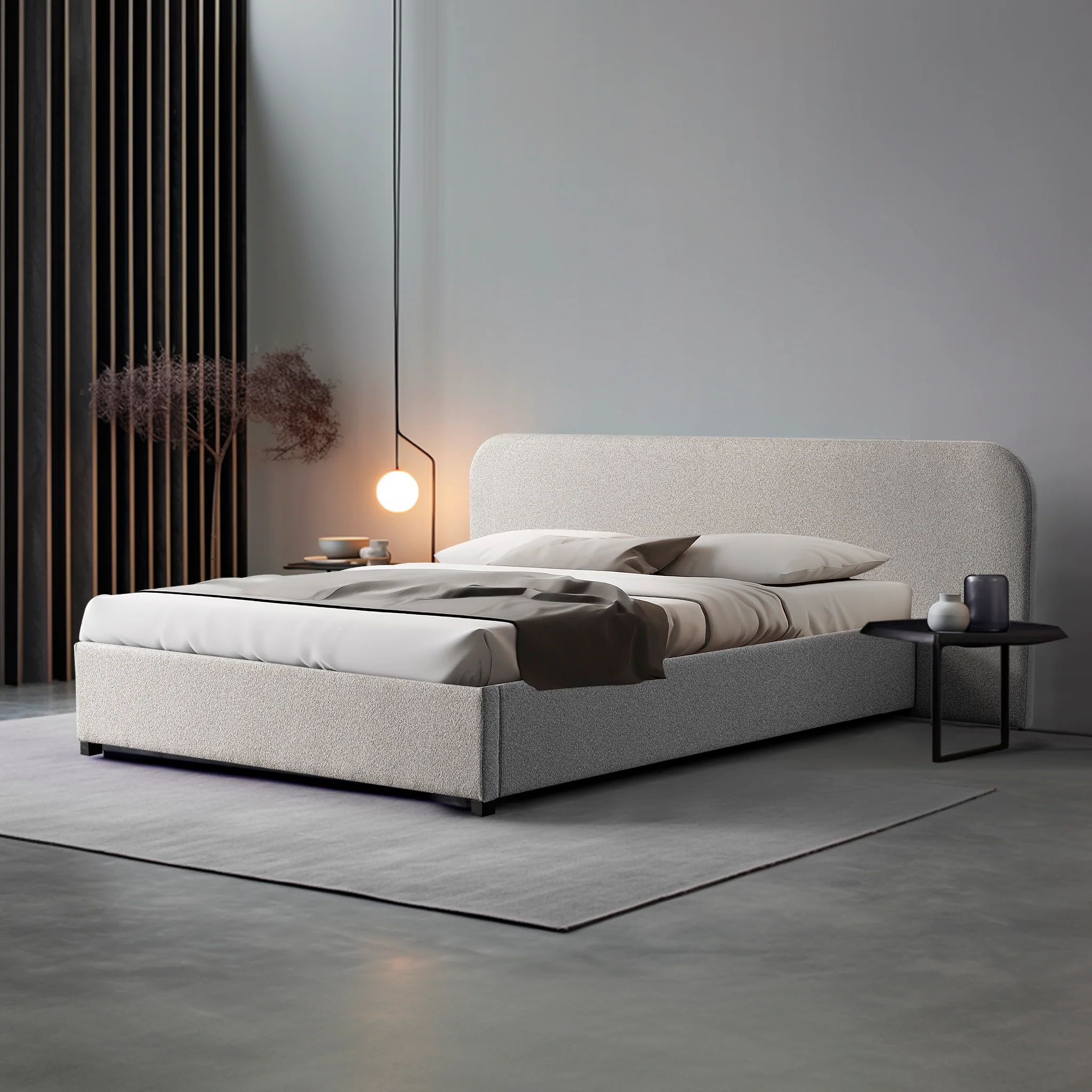 Greta King Sized Bed Frame - Clay Grey with storage - Image 2