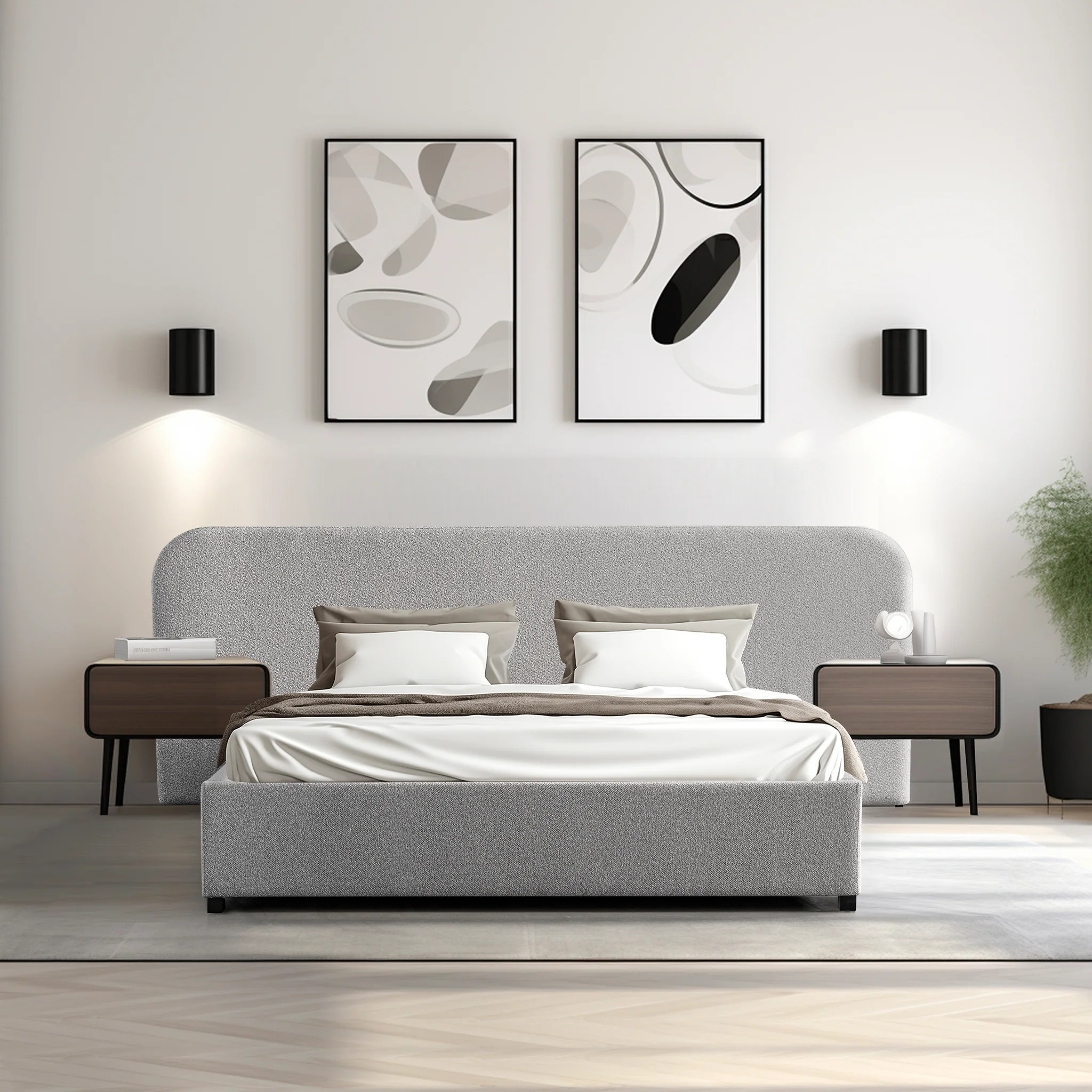 Greta King Sized Bed Frame - Clay Grey with storage - Image 5