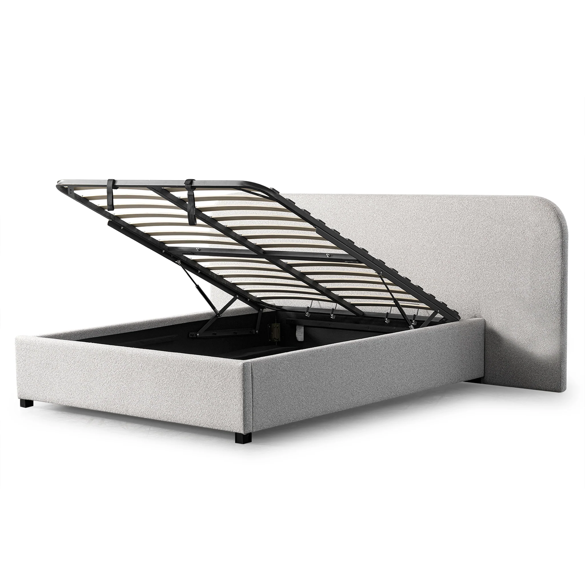Greta Queen Sized Bed Frame - Clay Grey with storage - Image 11