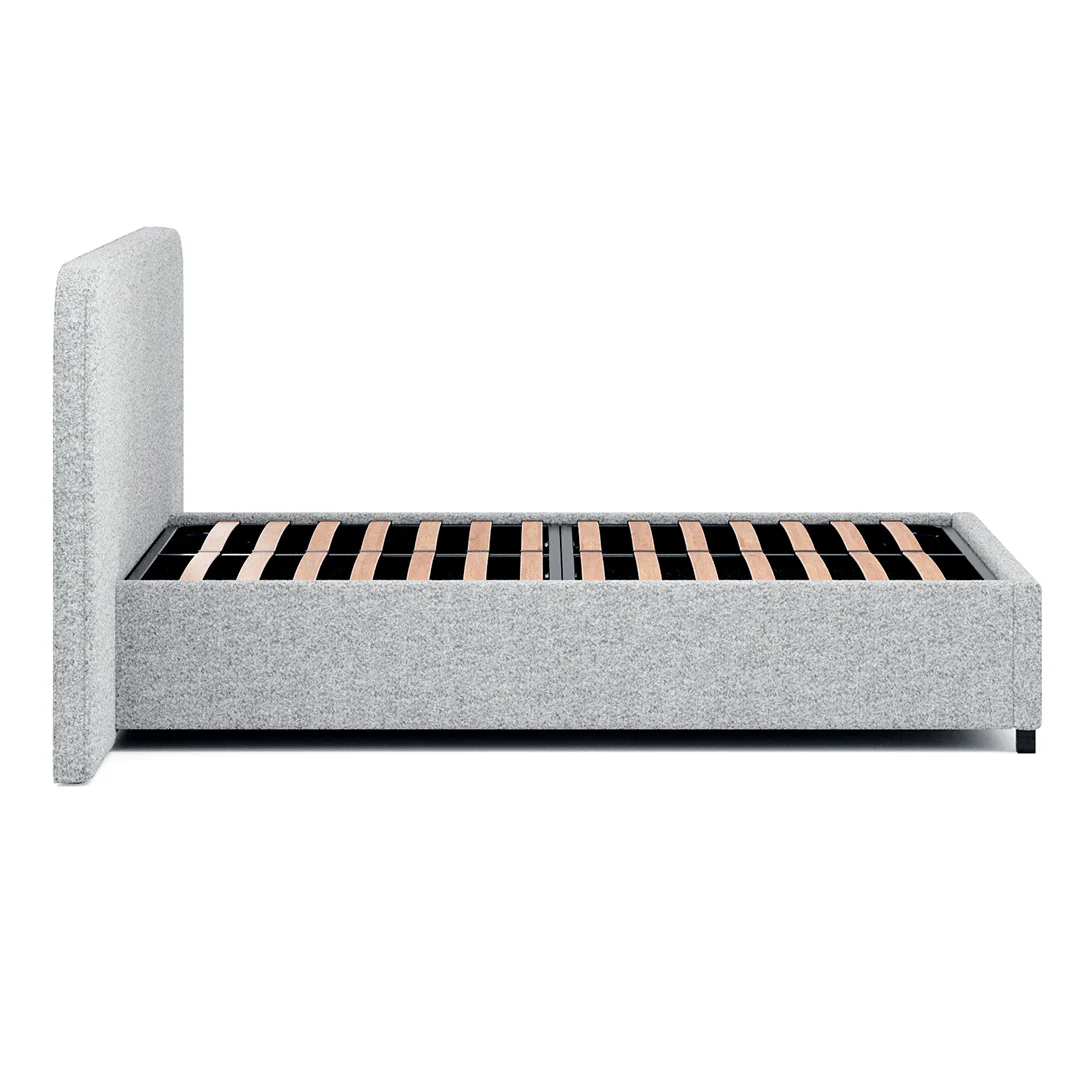 Greta Queen Sized Bed Frame - Dusty Pepper Boucle with Storage - Image 9