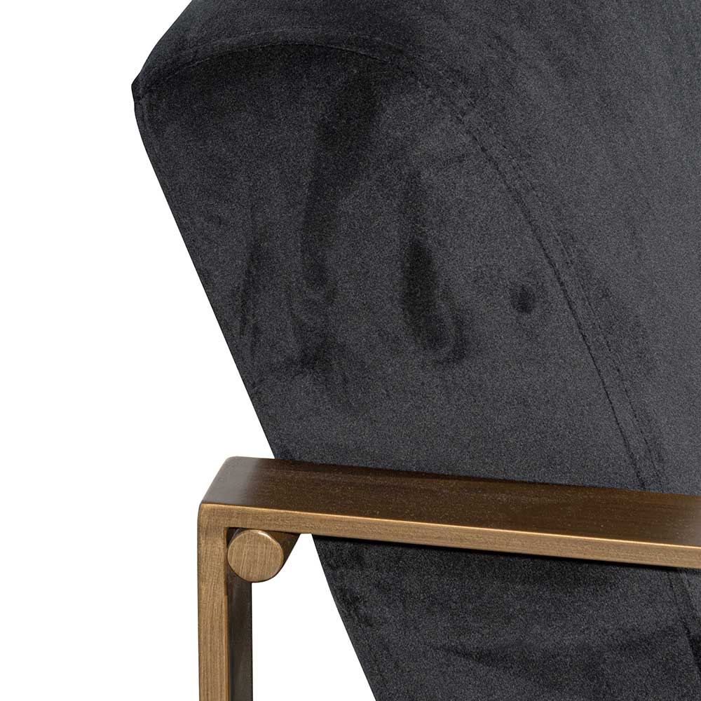 Hadiya Black Velvet Armchair - Antique Golden Frame - Image 10