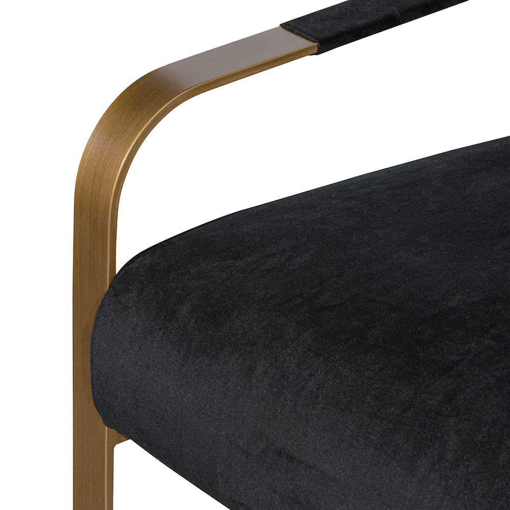 Hadiya Black Velvet Armchair - Antique Golden Frame - Image 14