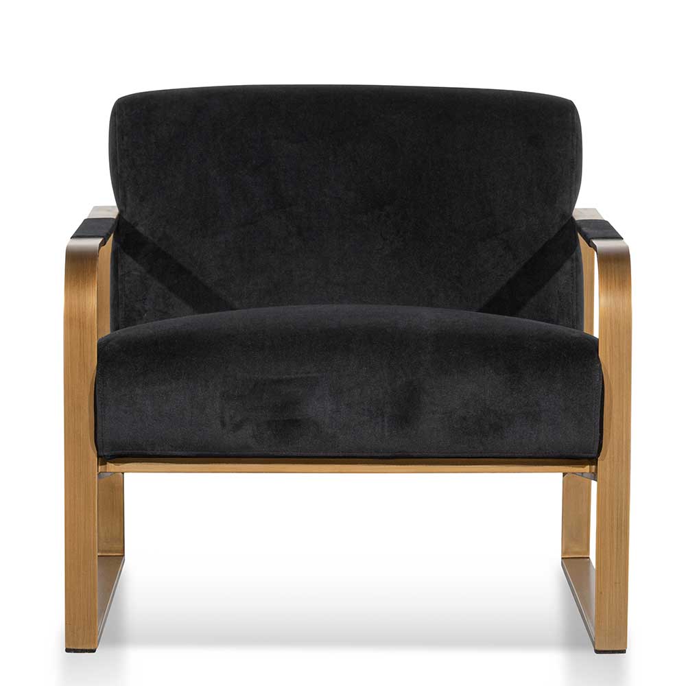 Hadiya Black Velvet Armchair - Antique Golden Frame - Image 3