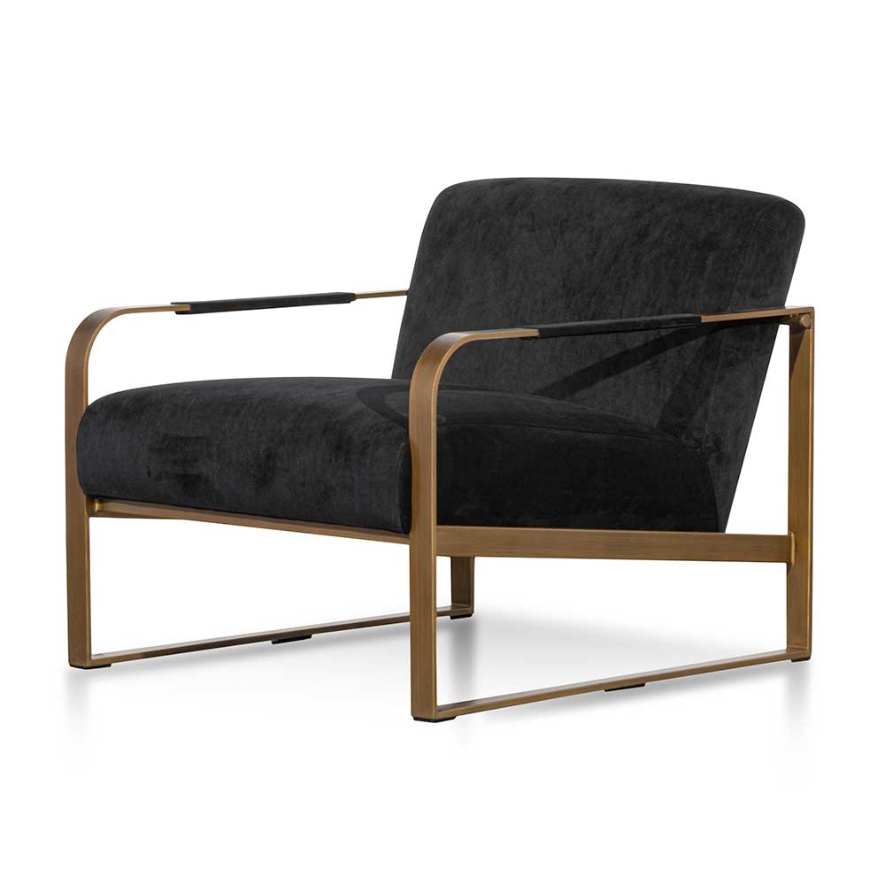 Hadiya Black Velvet Armchair - Antique Golden Frame - Image 4