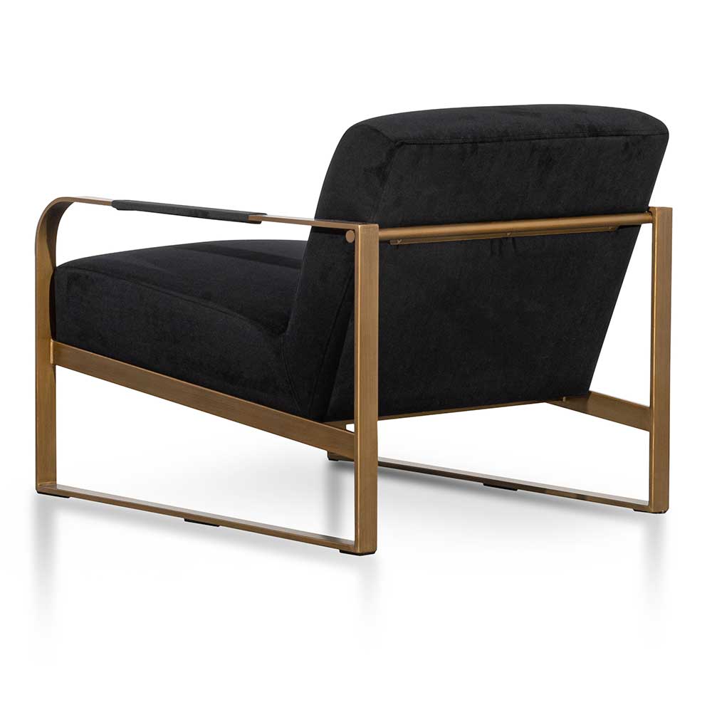 Hadiya Black Velvet Armchair - Antique Golden Frame - Image 6