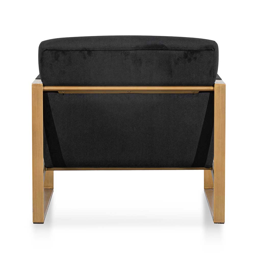 Hadiya Black Velvet Armchair - Antique Golden Frame - Image 7