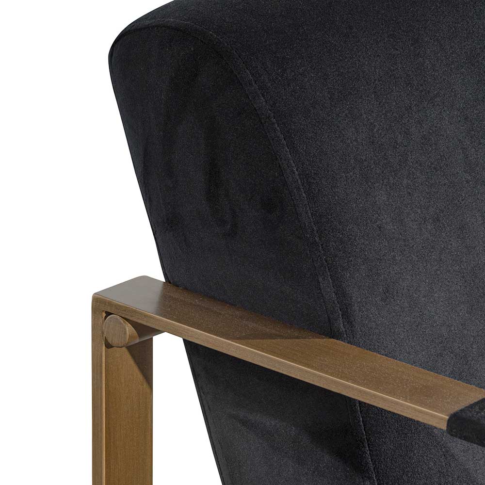 Hadiya Black Velvet Armchair - Antique Golden Frame - Image 9