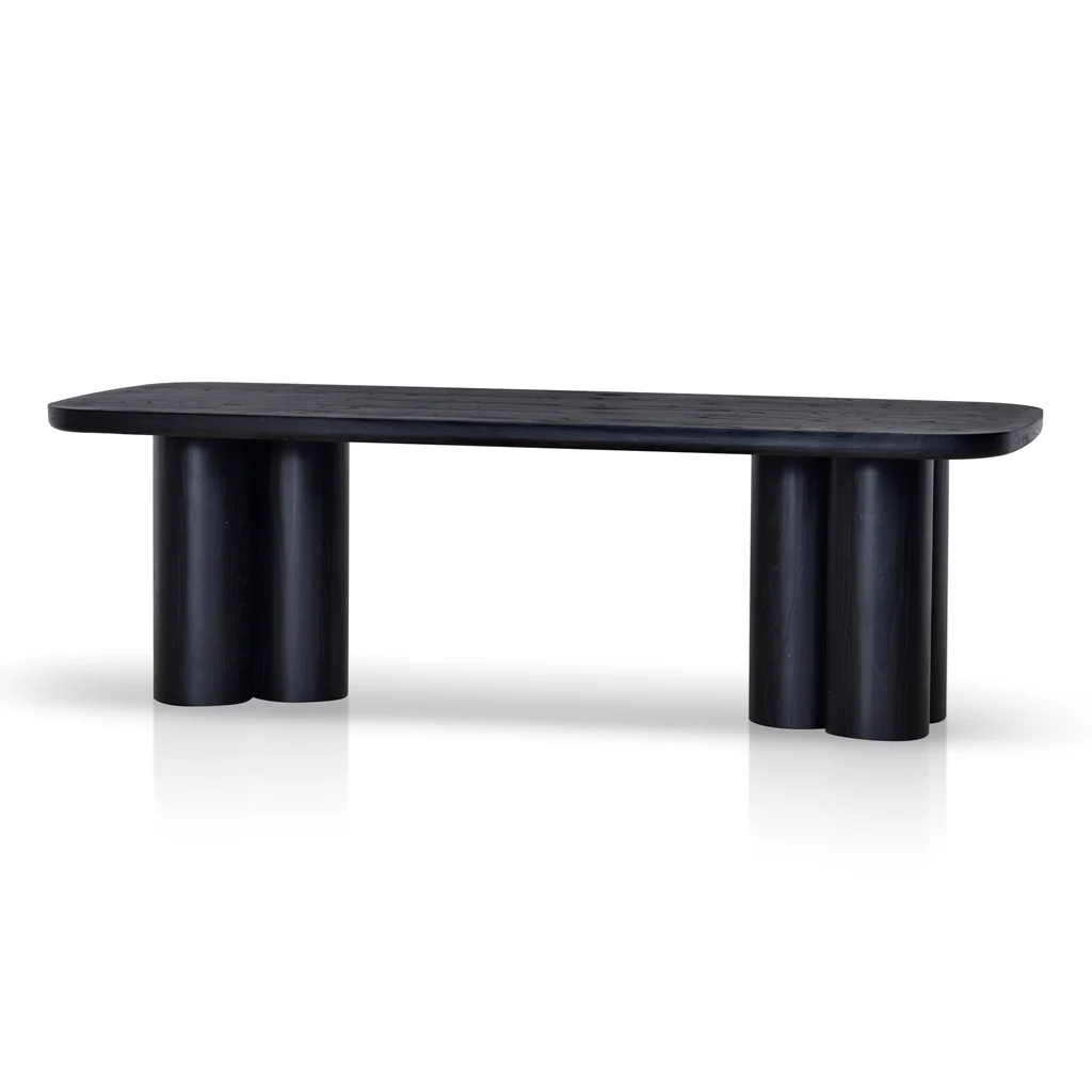 Hallie 2.4m Elm Dining Table - Full Black - Image 2