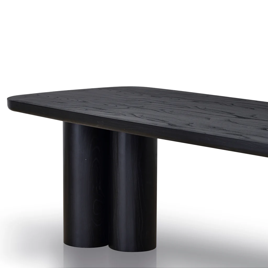 Hallie 2.4m Elm Dining Table - Full Black - Image 6