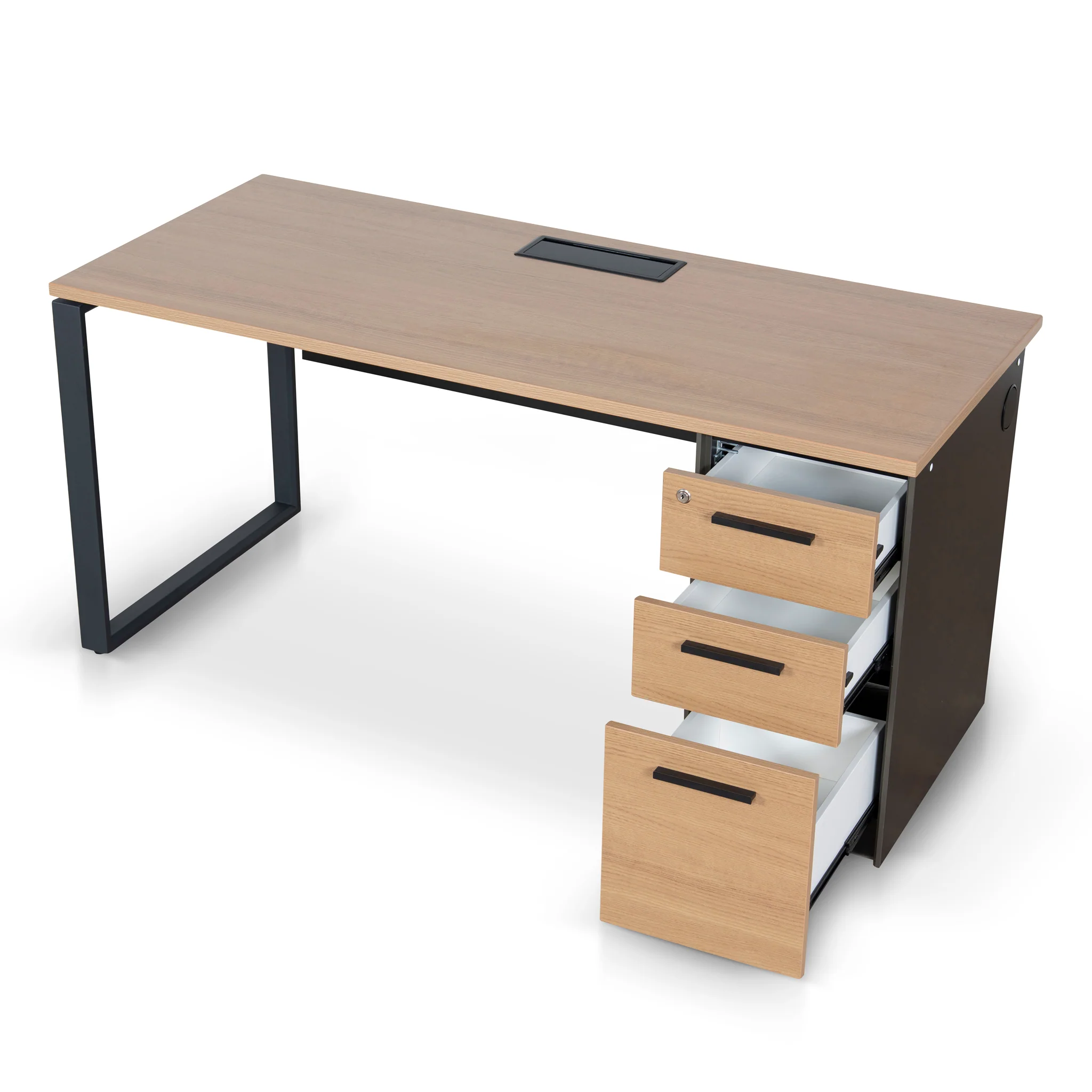 Halo 1.6m Single Seater Natural Office Desk - Black Legs - Image 6