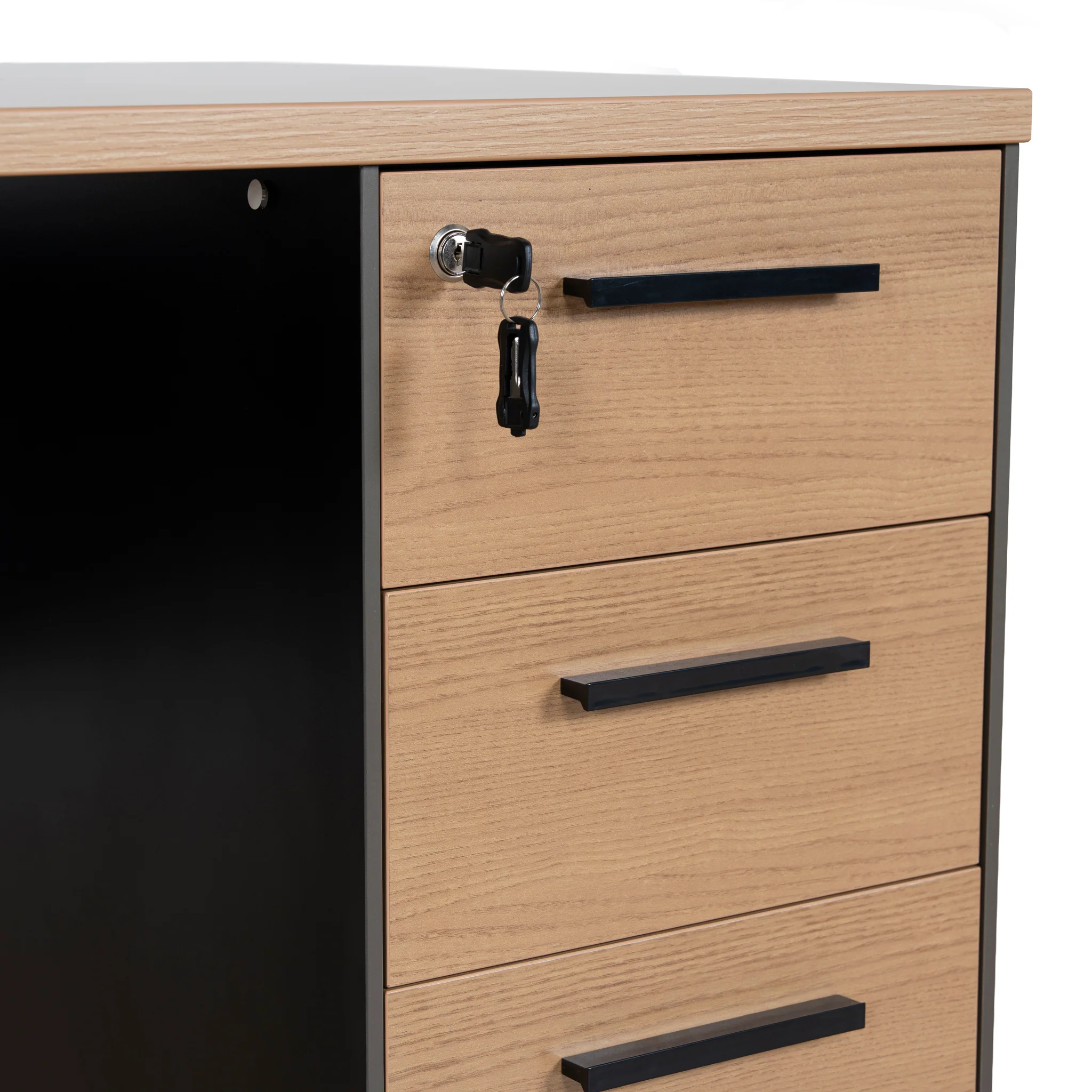 Halo 1.6m Single Seater Natural Office Desk - Black Legs - Image 9