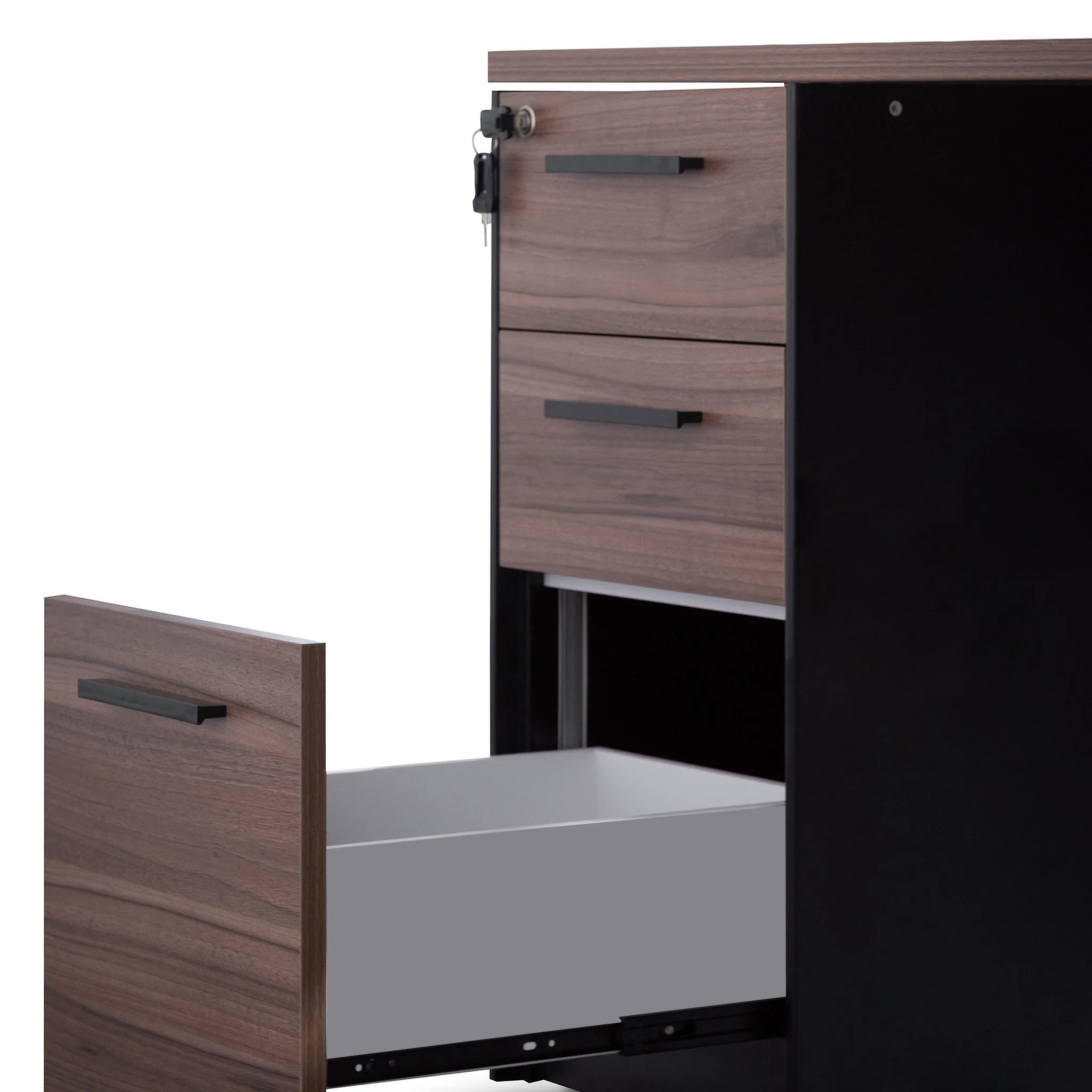 Halo 1.6m Single Seater Walnut Office Desk - Black Legs - Image 10