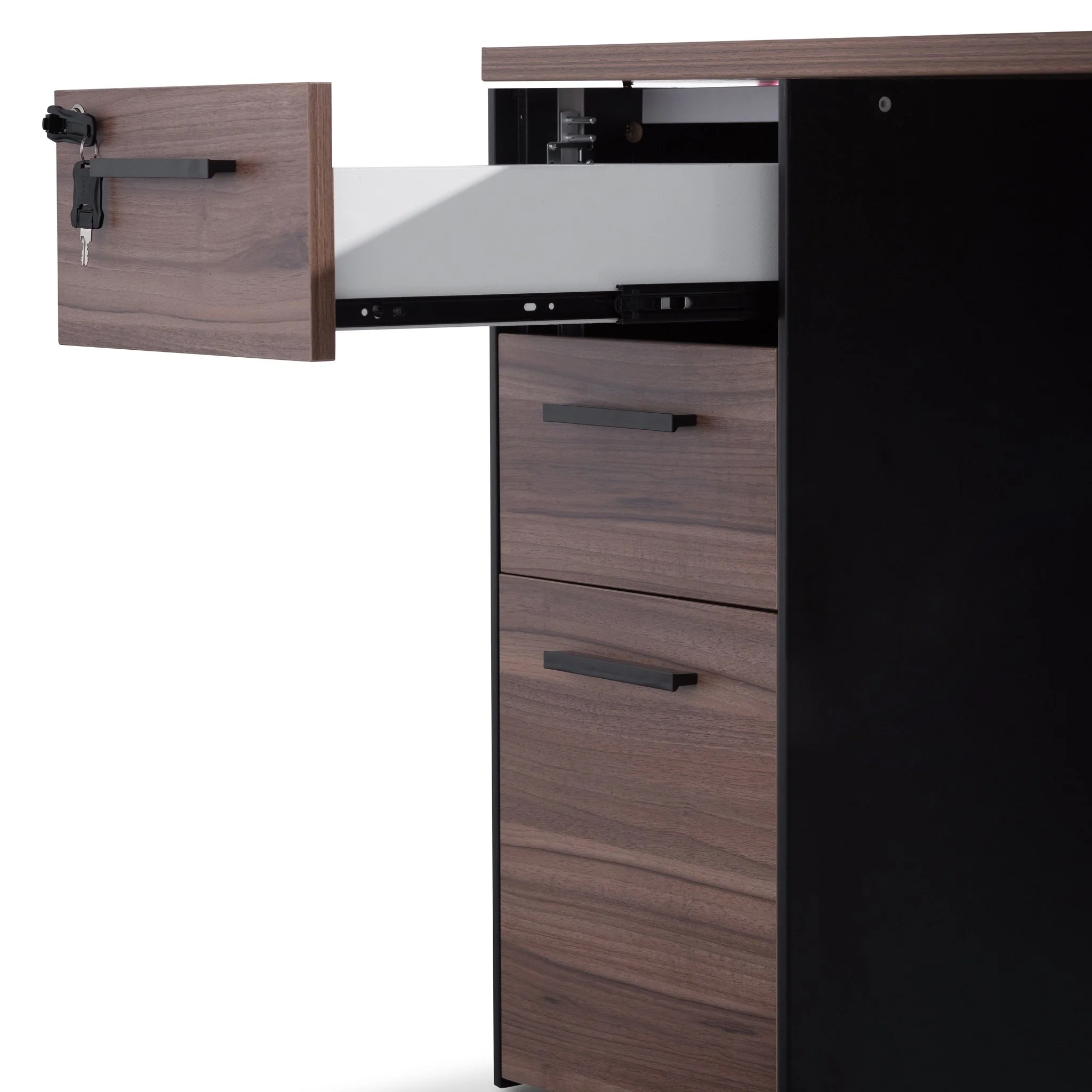 Halo 1.6m Single Seater Walnut Office Desk - Black Legs - Image 8