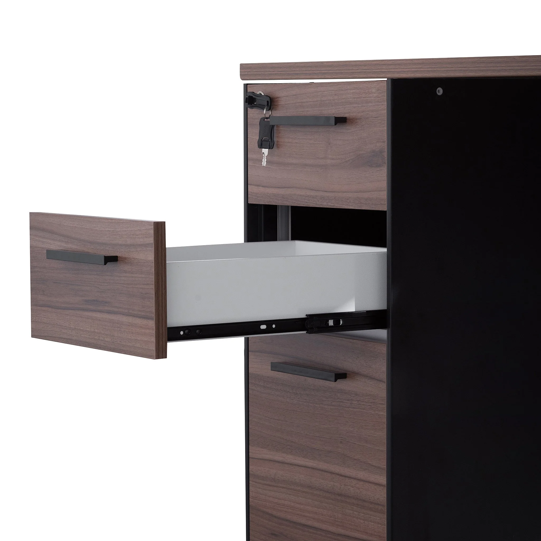 Halo 1.6m Single Seater Walnut Office Desk - Black Legs - Image 9