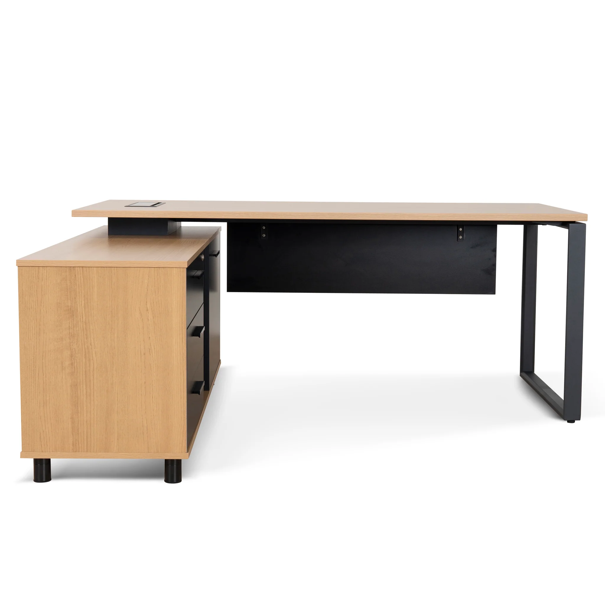 Halo 1.8m Executive Desk Left Return with Black Legs - Natural - Image 2