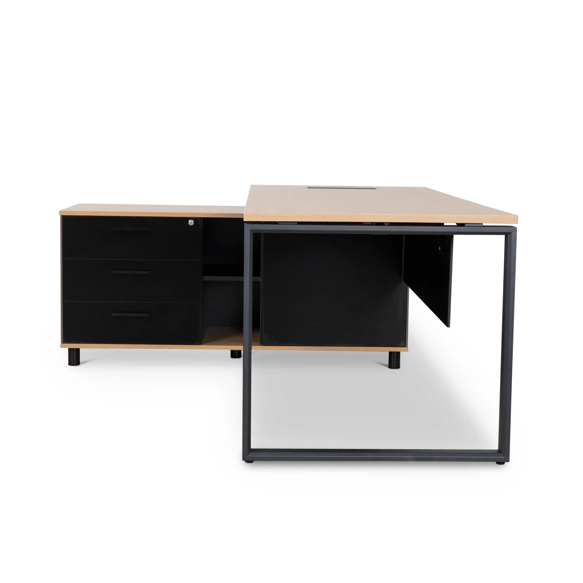 Halo 1.8m Executive Desk Left Return with Black Legs - Natural - Image 5