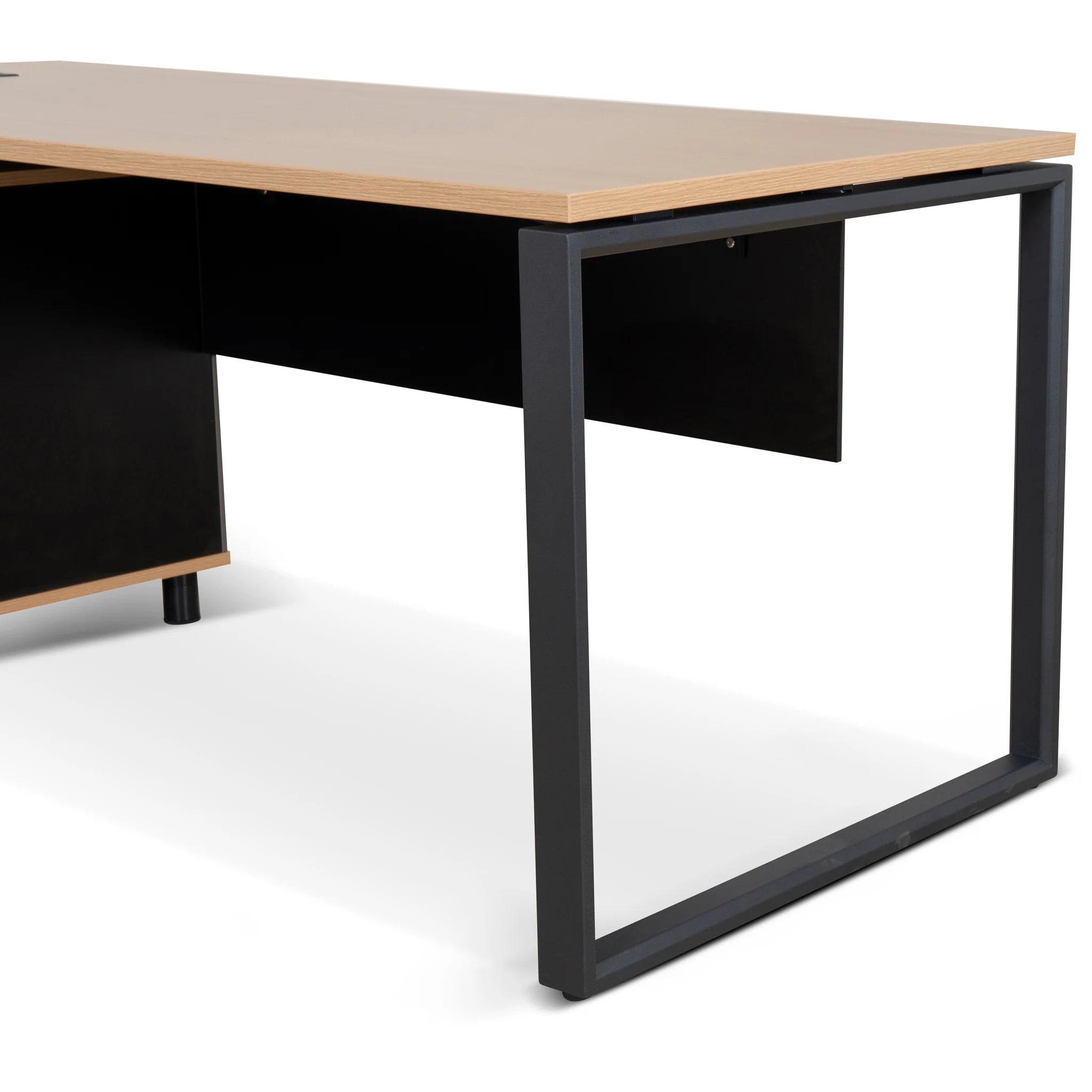 Halo 1.8m Executive Desk Left Return with Black Legs - Natural - Image 6