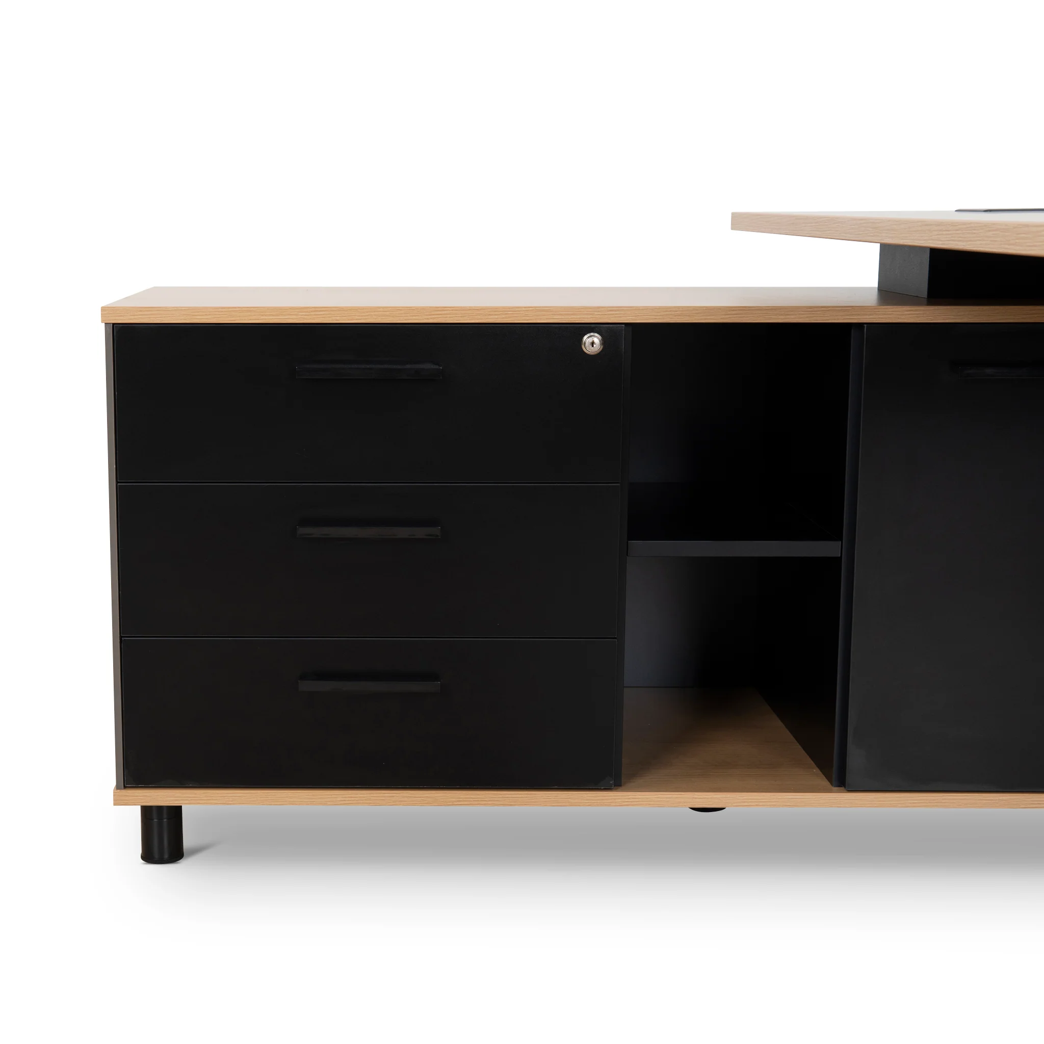 Halo 1.8m Executive Desk Left Return with Black Legs - Natural - Image 7
