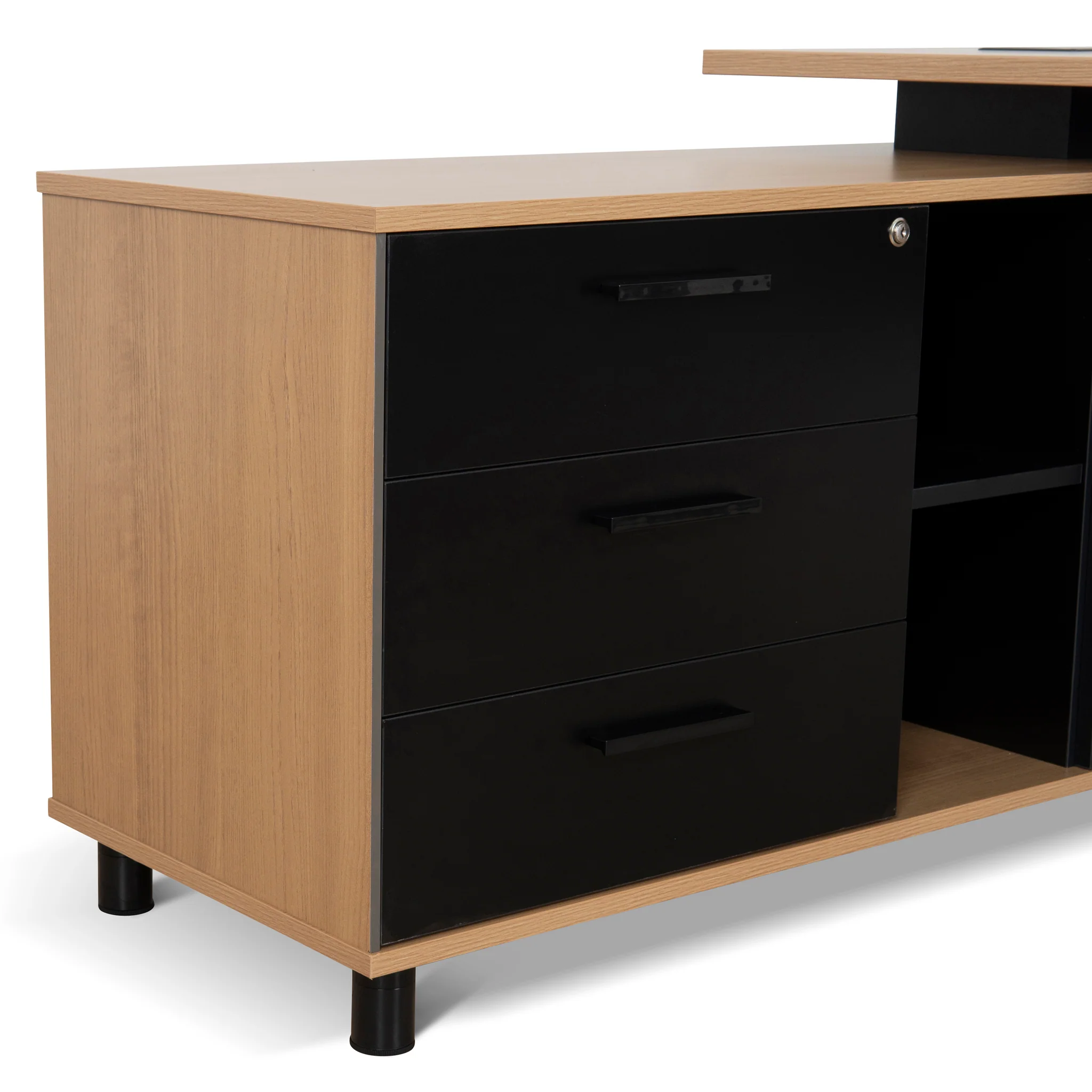Halo 1.8m Executive Desk Left Return with Black Legs - Natural - Image 8