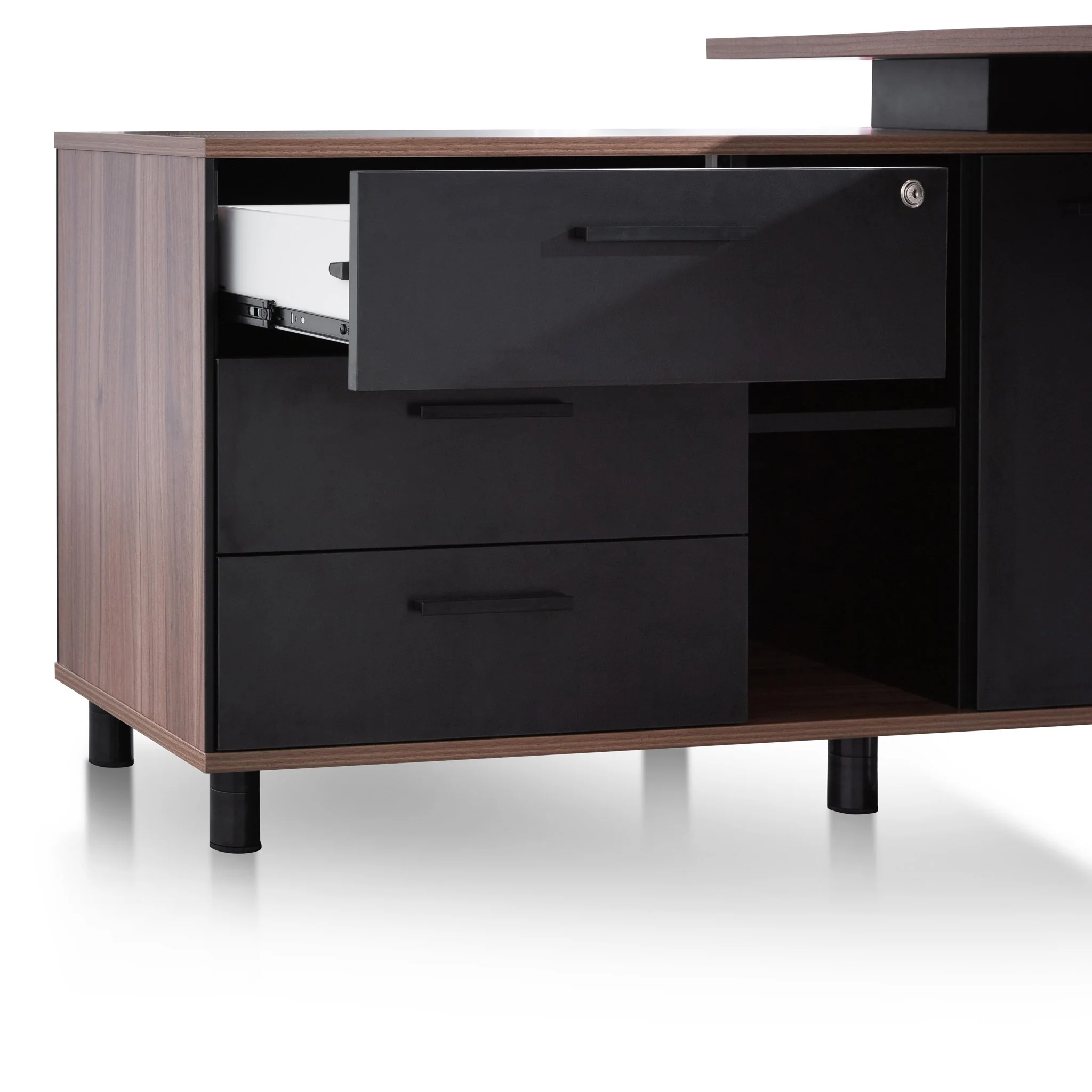Halo 1.8m Executive Desk Left Return with Black Legs - Walnut - Image 10