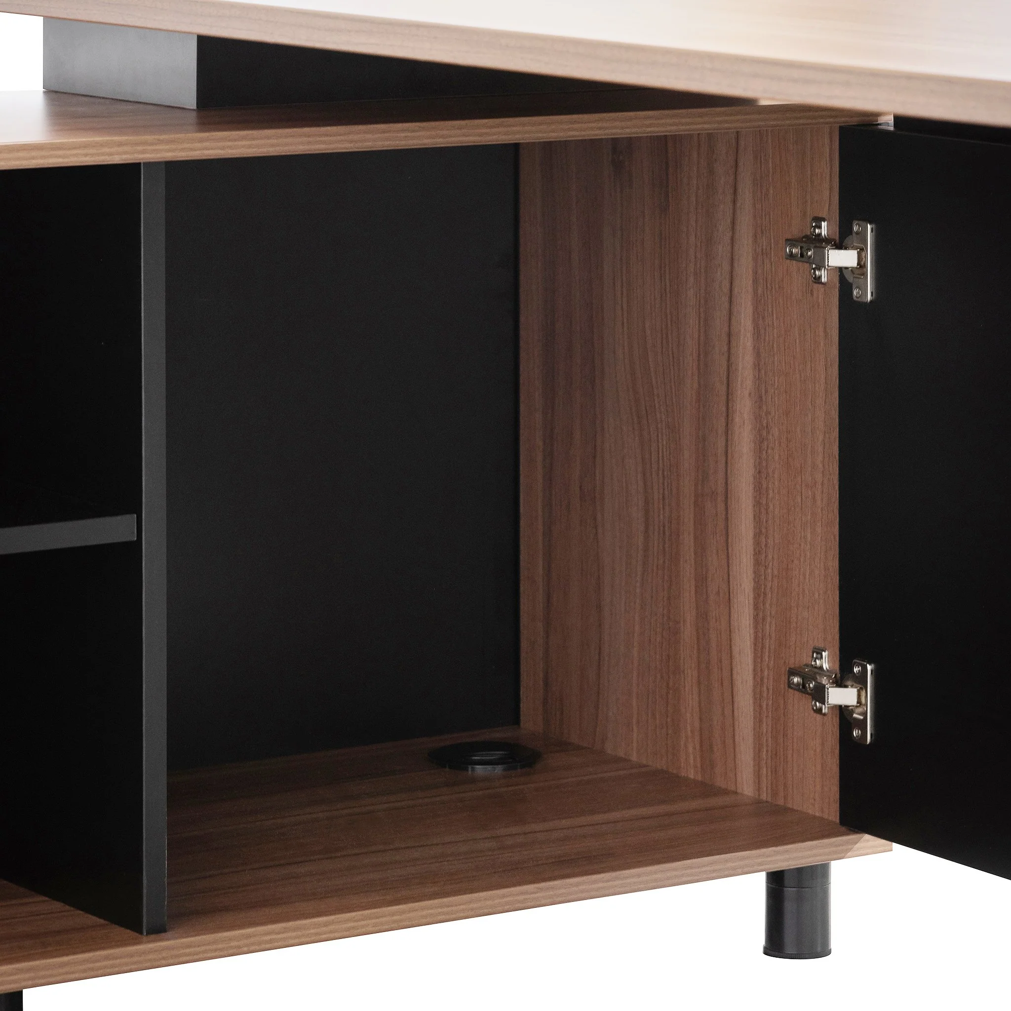 Halo 1.8m Executive Desk Left Return with Black Legs - Walnut - Image 13