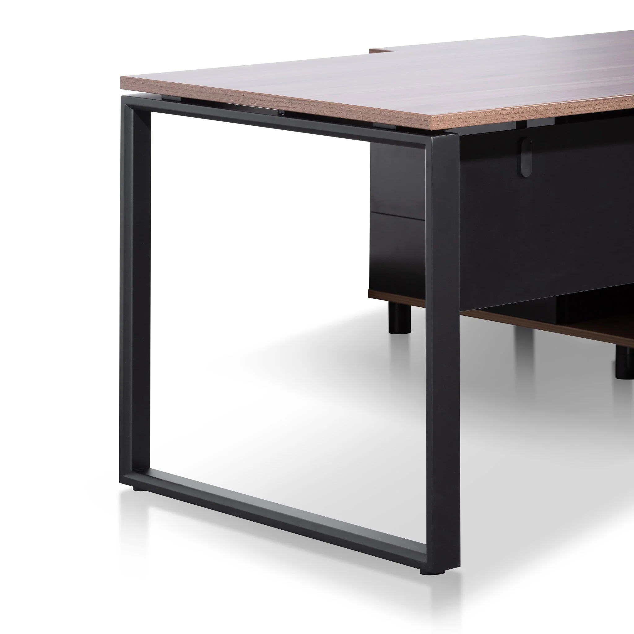 Halo 1.8m Executive Desk Left Return with Black Legs - Walnut - Image 4