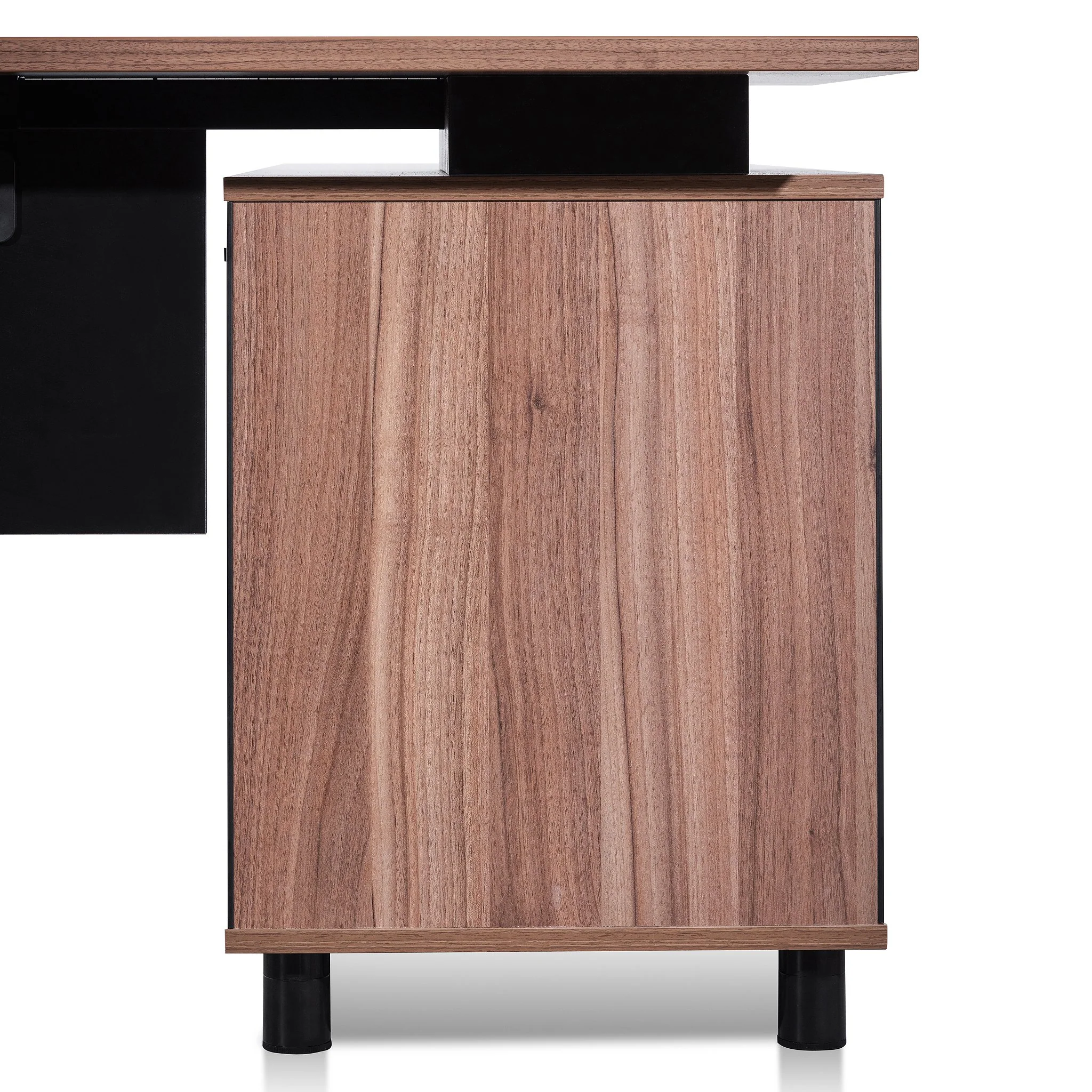 Halo 1.8m Executive Desk Left Return with Black Legs - Walnut - Image 6