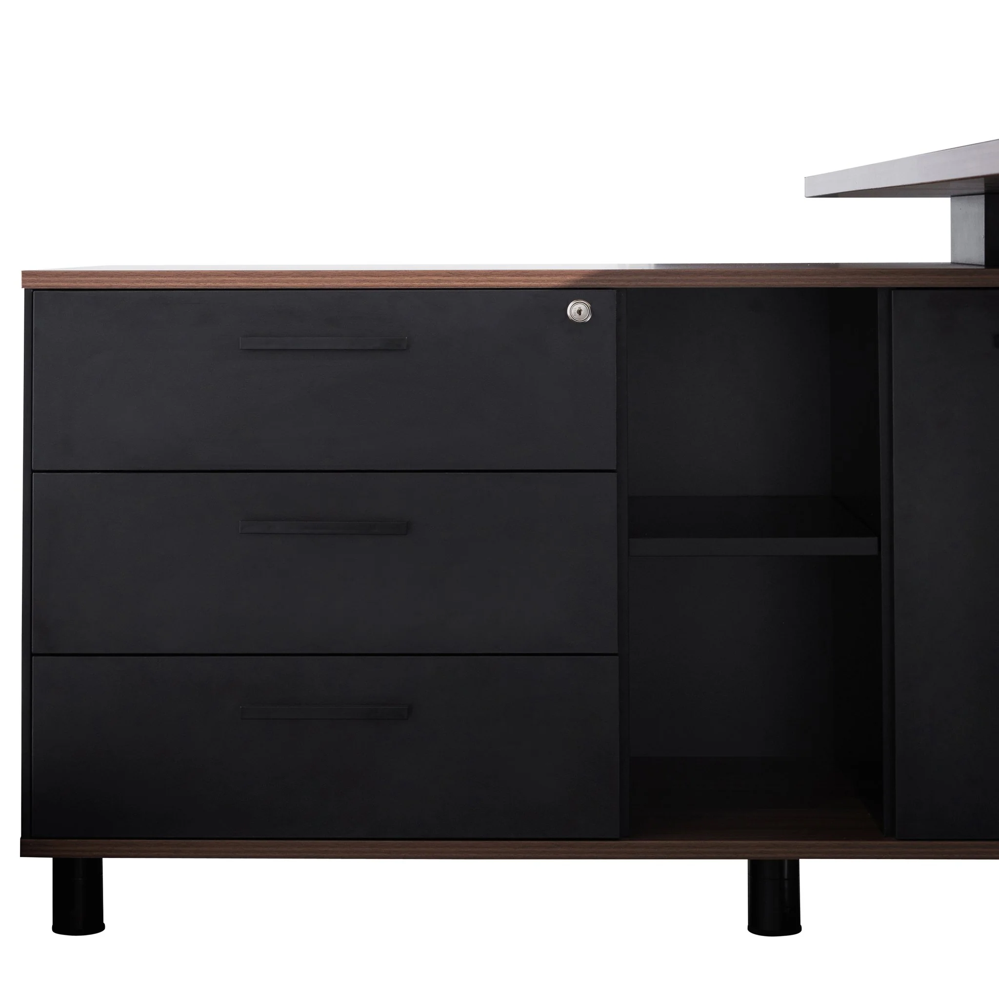 Halo 1.8m Executive Desk Left Return with Black Legs - Walnut - Image 8
